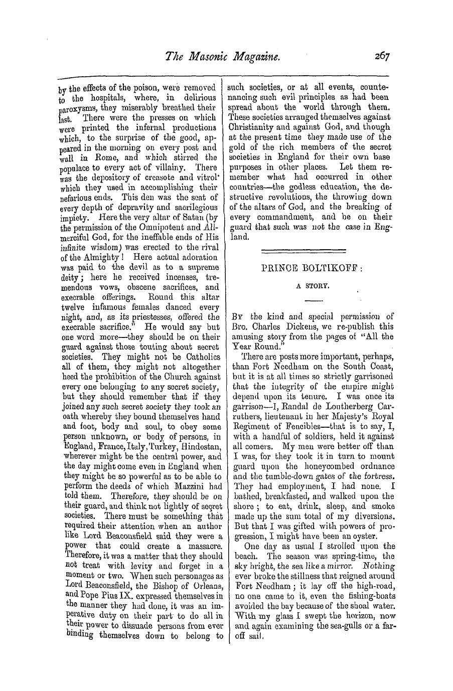 The Masonic Magazine: 1876-12-01 - Prince Boltikoff: