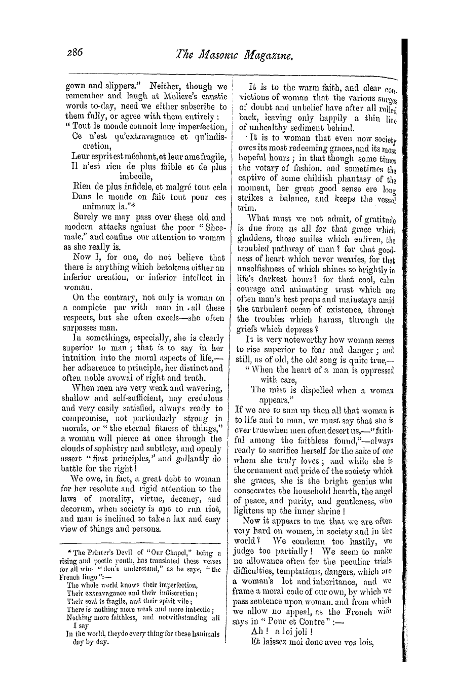 The Masonic Magazine: 1876-12-01 - The Women Of Our Time.