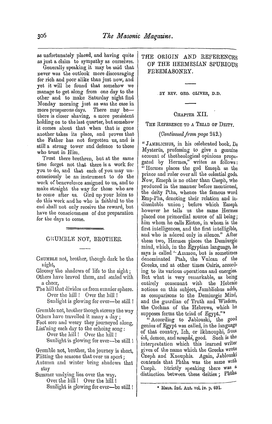 The Masonic Magazine: 1876-12-01 - The Origin And References Of The Hermesian Spurious Freemasonry.