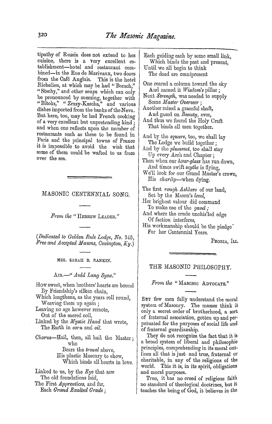 The Masonic Magazine: 1876-12-01 - Paris Restaurants.