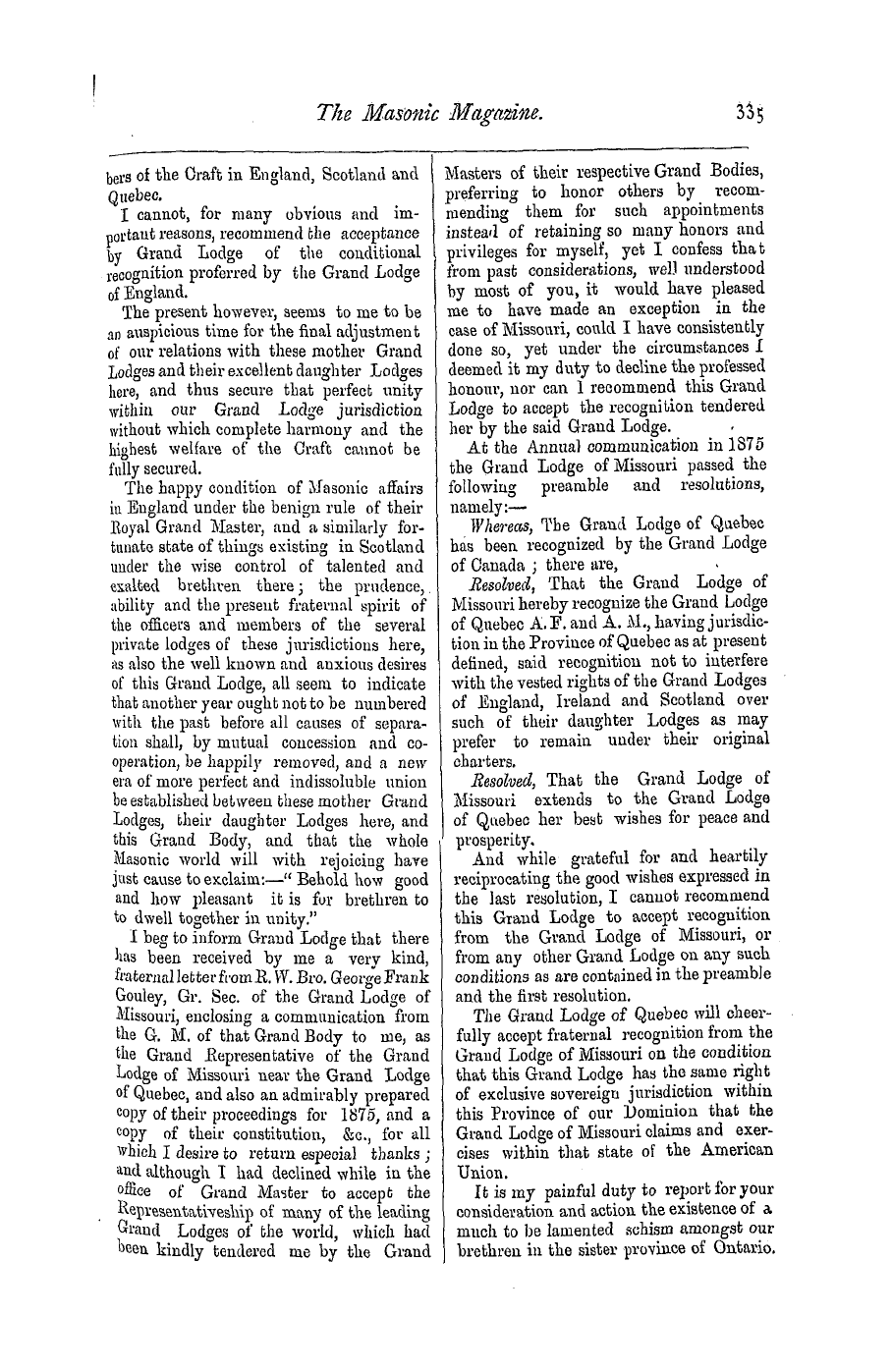 The Masonic Magazine: 1876-12-01 - Address Of The Grand Master, J. H. Graham, L.L.D., &C.