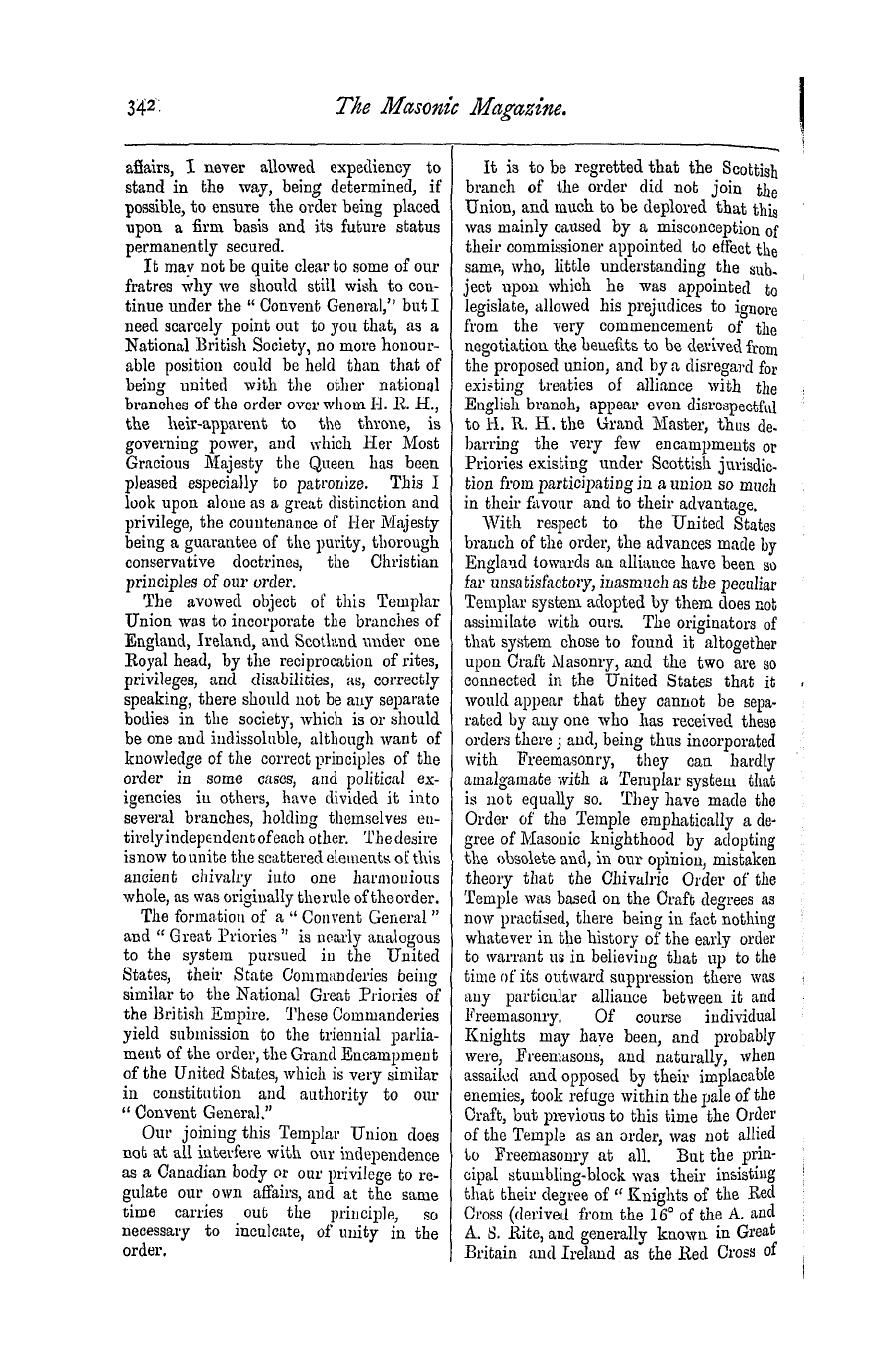 The Masonic Magazine: 1876-12-01 - Address Of The V. H. And E. Sir Kt. Col. W. J. B. Macleod Moore, Of The Grand Cross Of The Temple, Grand Prior Of The Dominion Of Canada,