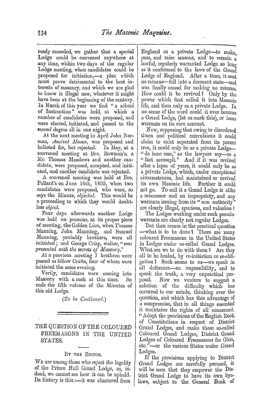 The Masonic Magazine: 1877-04-01 - Notes On The Old Minute Books Of The British Union Lodge, No. 114, Ipswich. A.D. 1762.