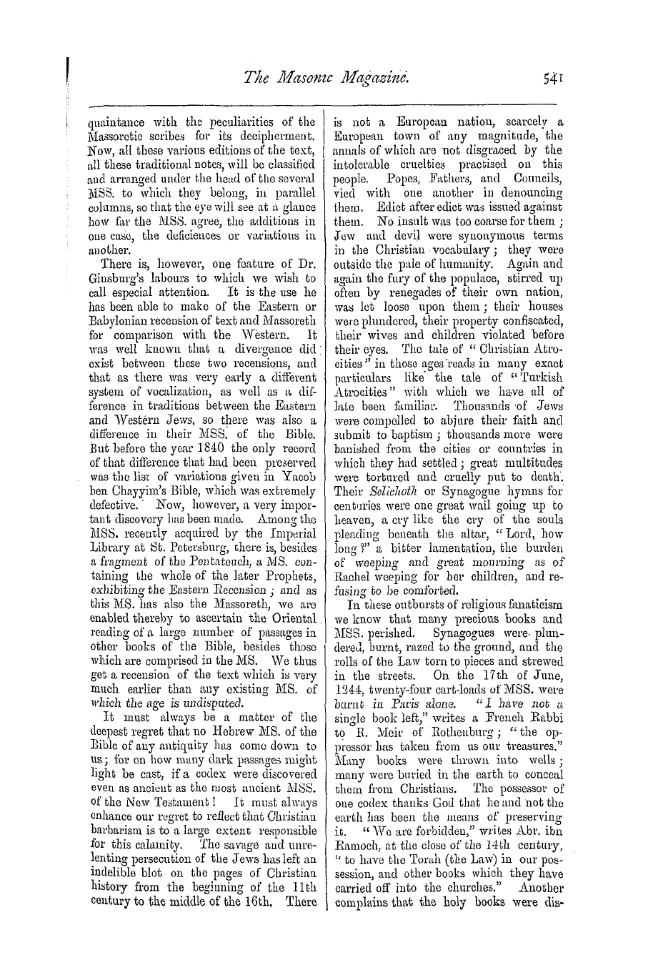 The Masonic Magazine: 1877-04-01 - The Massorah.