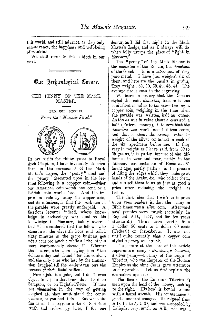 The Masonic Magazine: 1877-04-01 - On The Excessive Influence Of Womem.