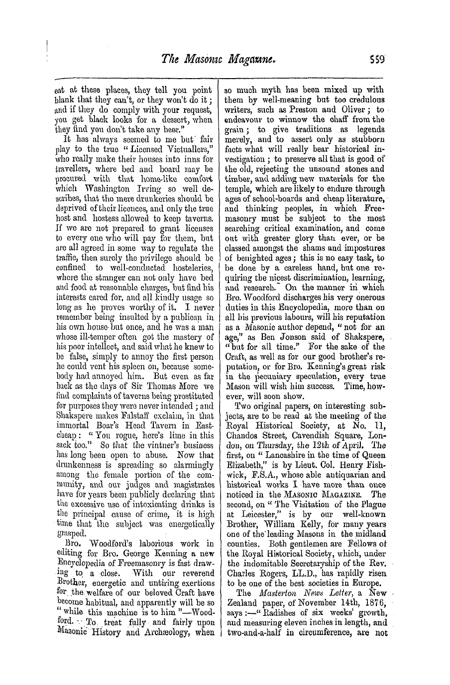 The Masonic Magazine: 1877-04-01 - Notes On Literature, Science And Art.