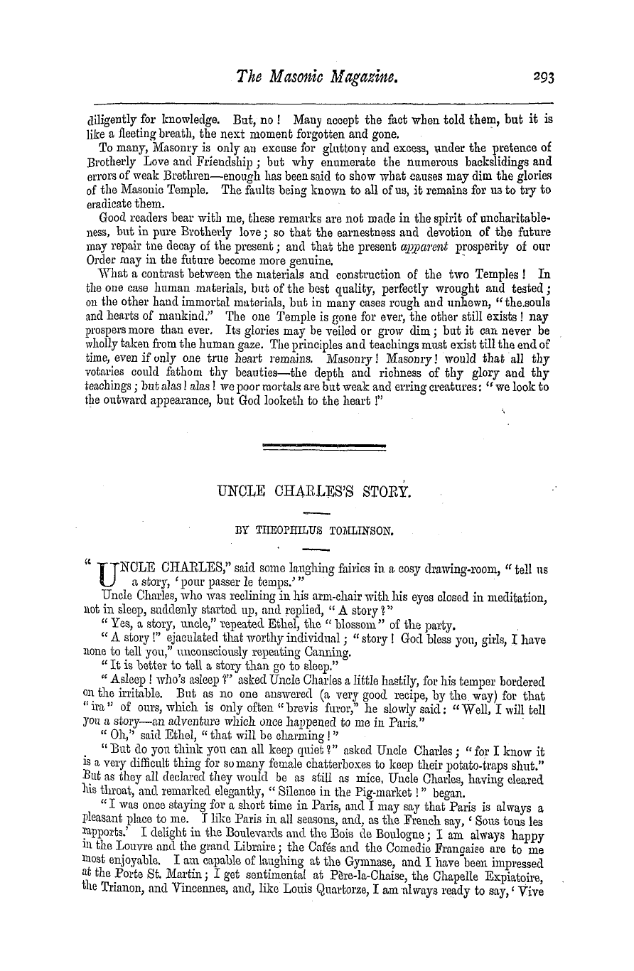 The Masonic Magazine: 1877-12-01 - Uncle Charles's Story.