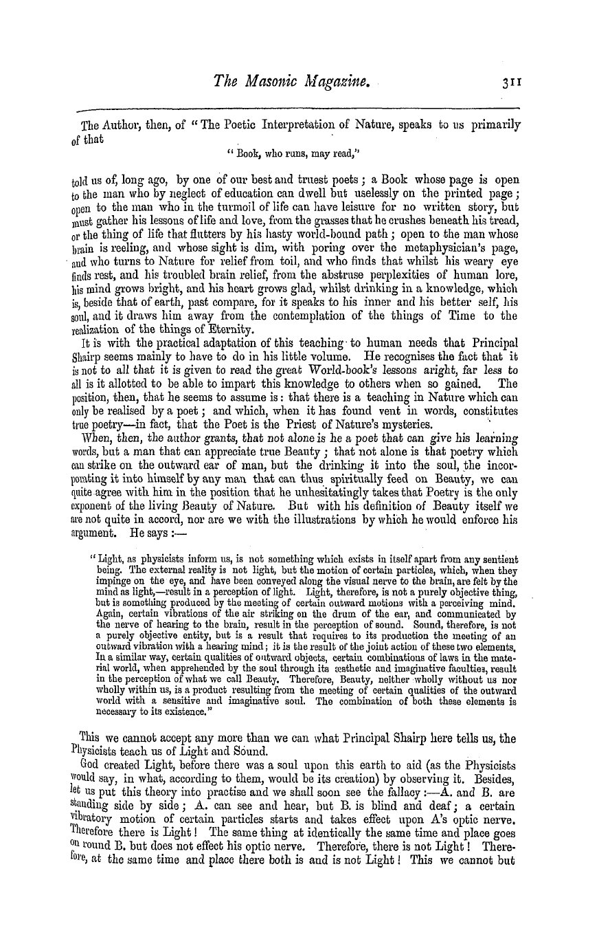 The Masonic Magazine: 1877-12-01 - The Poetic Interpretation Of Nature.*