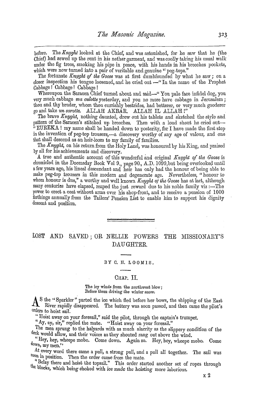 The Masonic Magazine: 1877-12-01 - Lost And Saved; Or Nellie Powers The Missionary's Daughter.