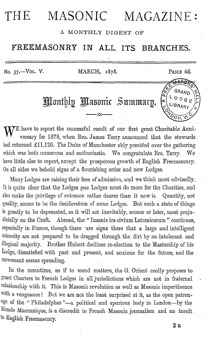 The Masonic Magazine