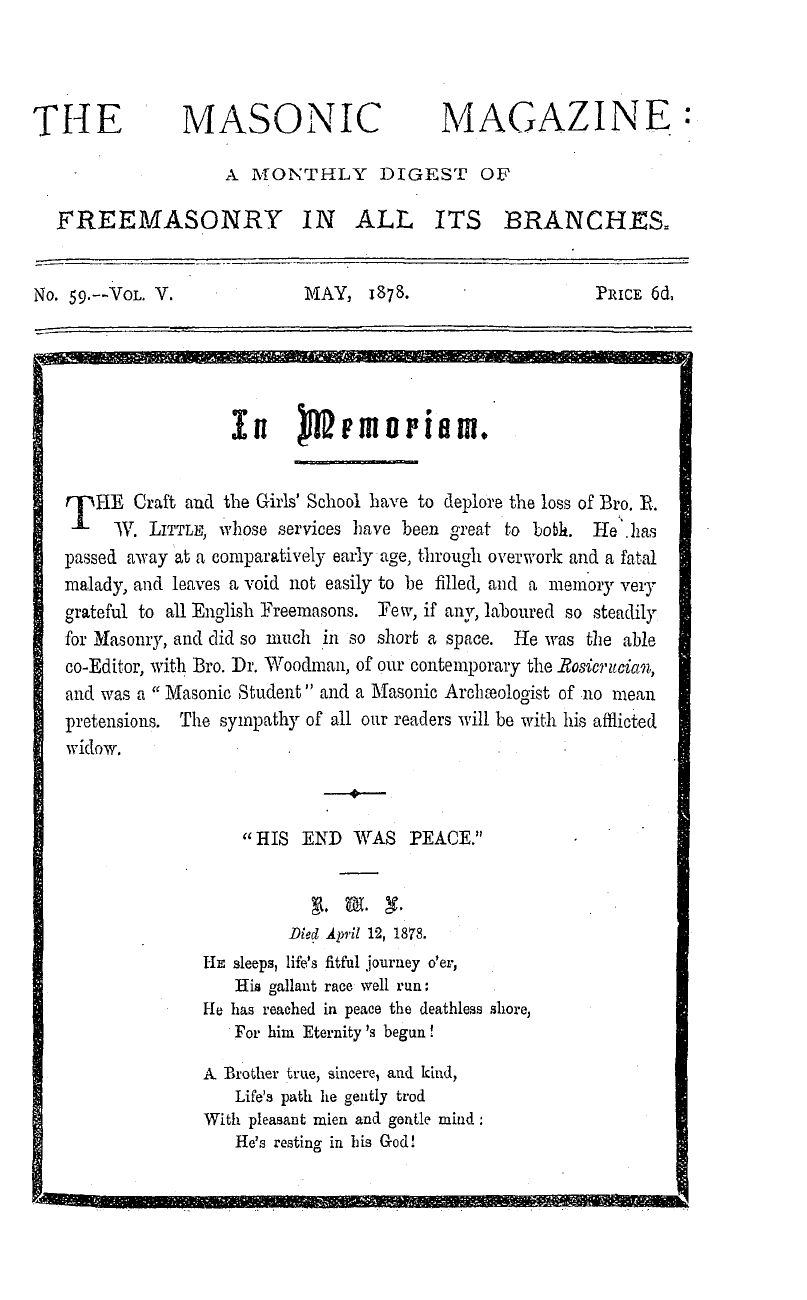 The Masonic Magazine