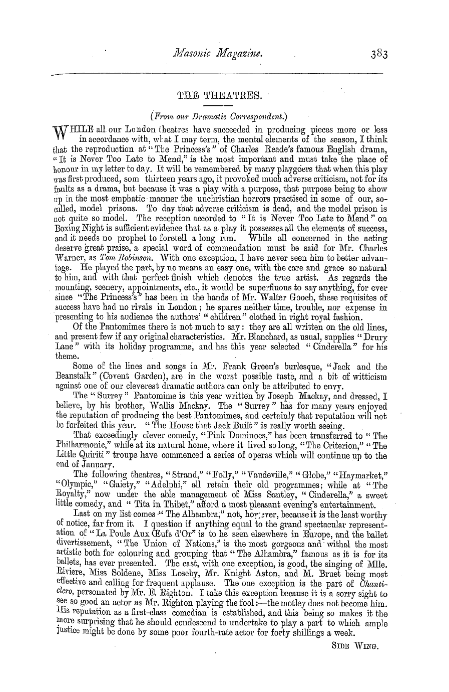 The Masonic Magazine: 1879-02-01 - The Theatres.