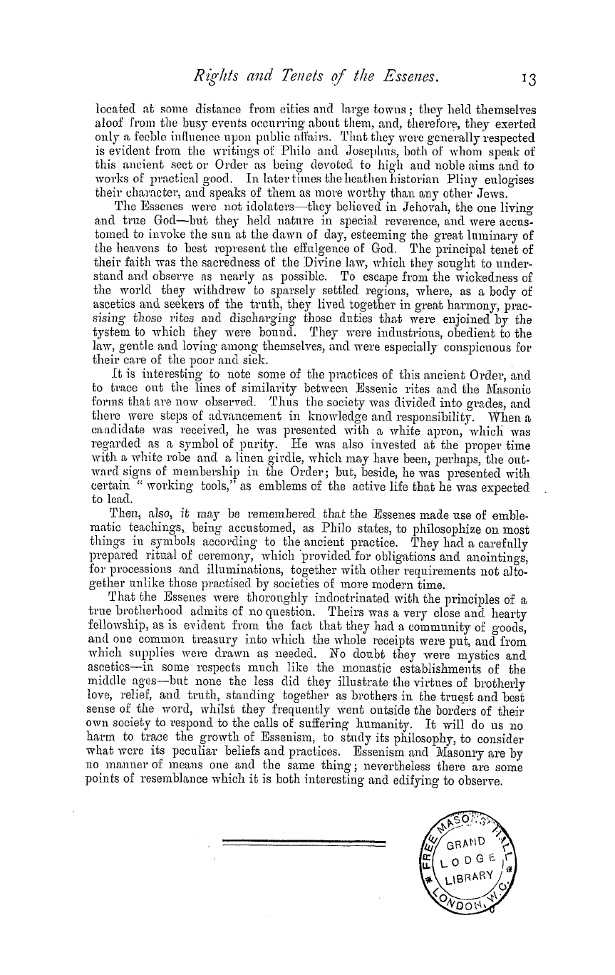 The Masonic Magazine: 1880-07-01 - Rights And Tenets Of The Essenes.