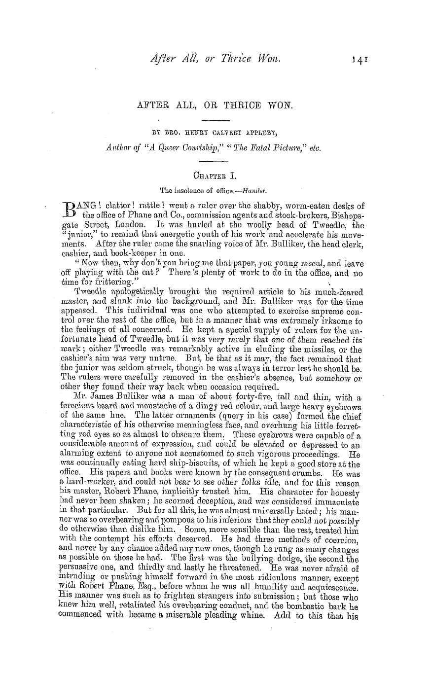 The Masonic Magazine: 1880-10-01 - After All, Or Thrice Won.