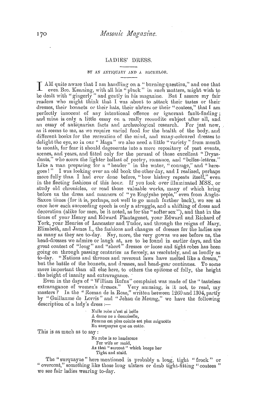 The Masonic Magazine: 1880-10-01 - Ladies' Dress.