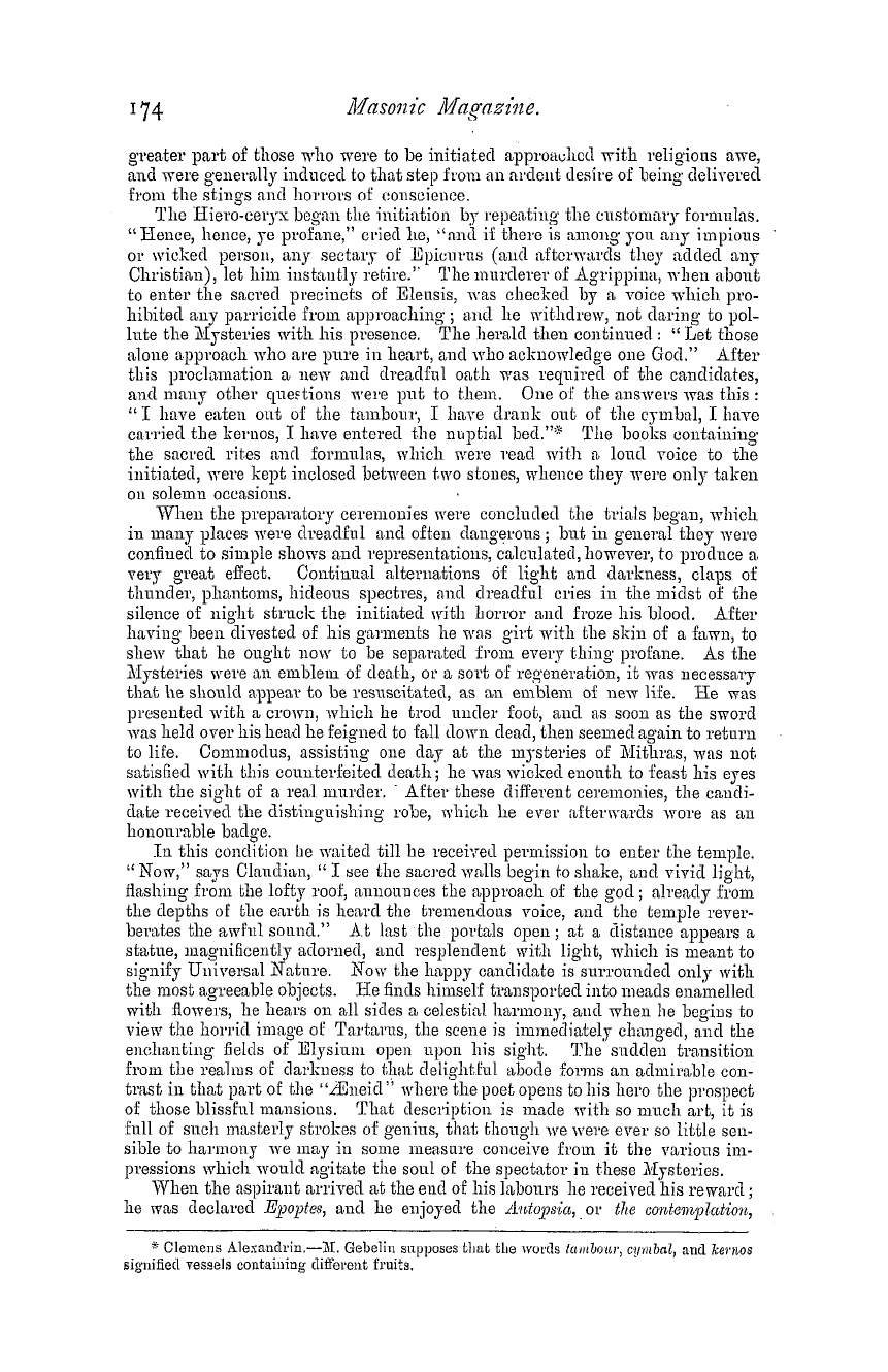 The Masonic Magazine: 1880-10-01 - The Ancient Mysteries.