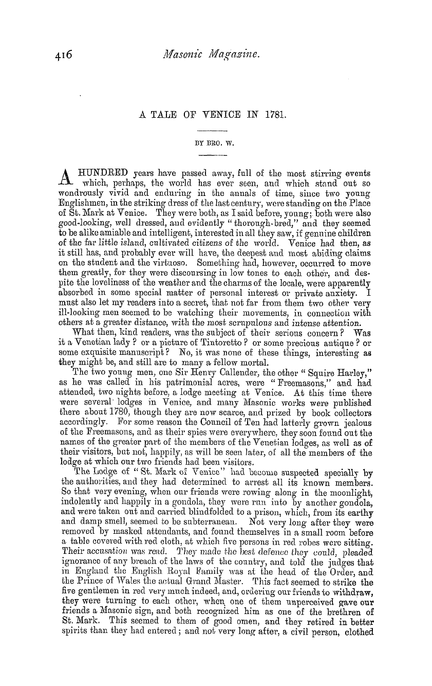 The Masonic Magazine: 1881-04-01 - A Tale Of Venice In 1781.