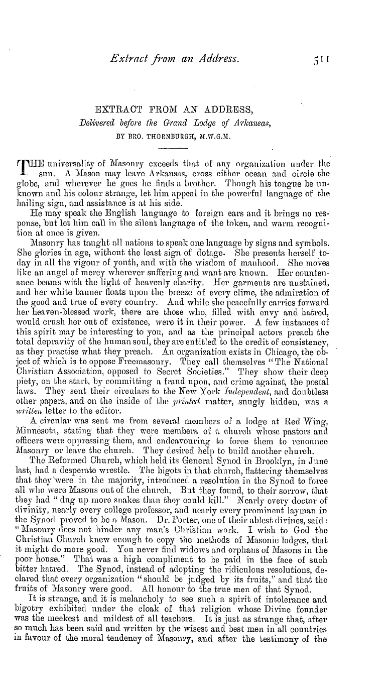 The Masonic Magazine: 1881-06-01 - Extract From An Address ,