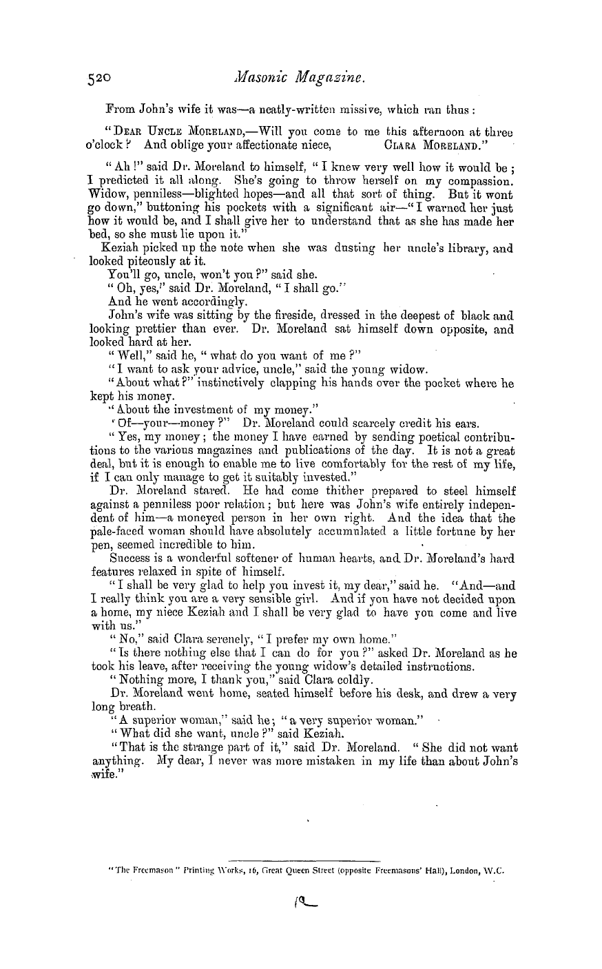 The Masonic Magazine: 1881-06-01 - John's Wife.