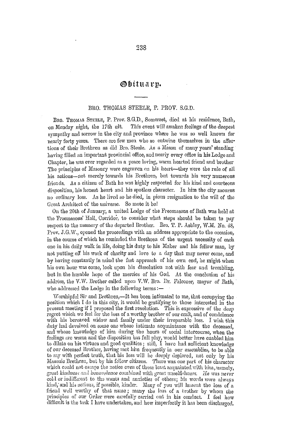 The Freemasons' Monthly Magazine: 1859-02-02 - Obituary.