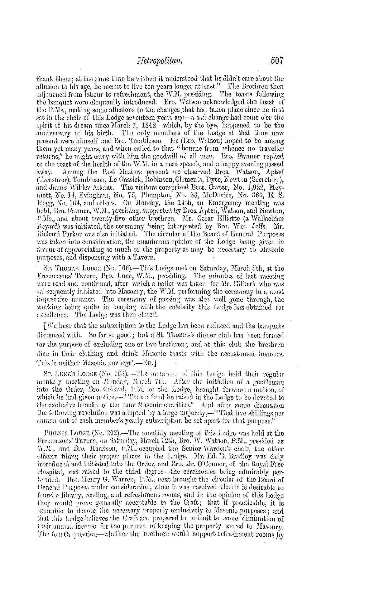 The Freemasons' Monthly Magazine: 1859-03-16 - Metropolitan.