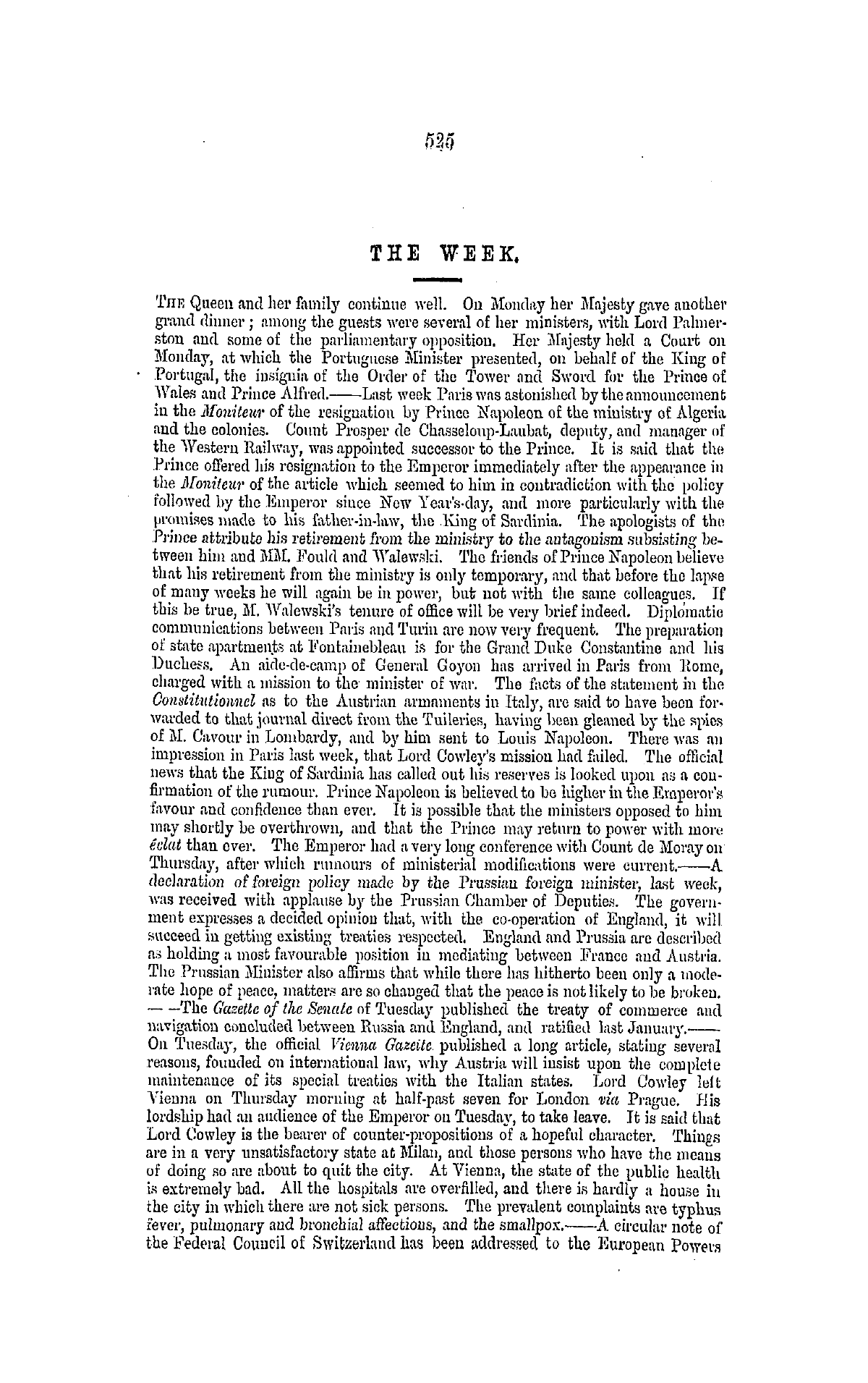 The Freemasons' Monthly Magazine: 1859-03-16 - The Week.