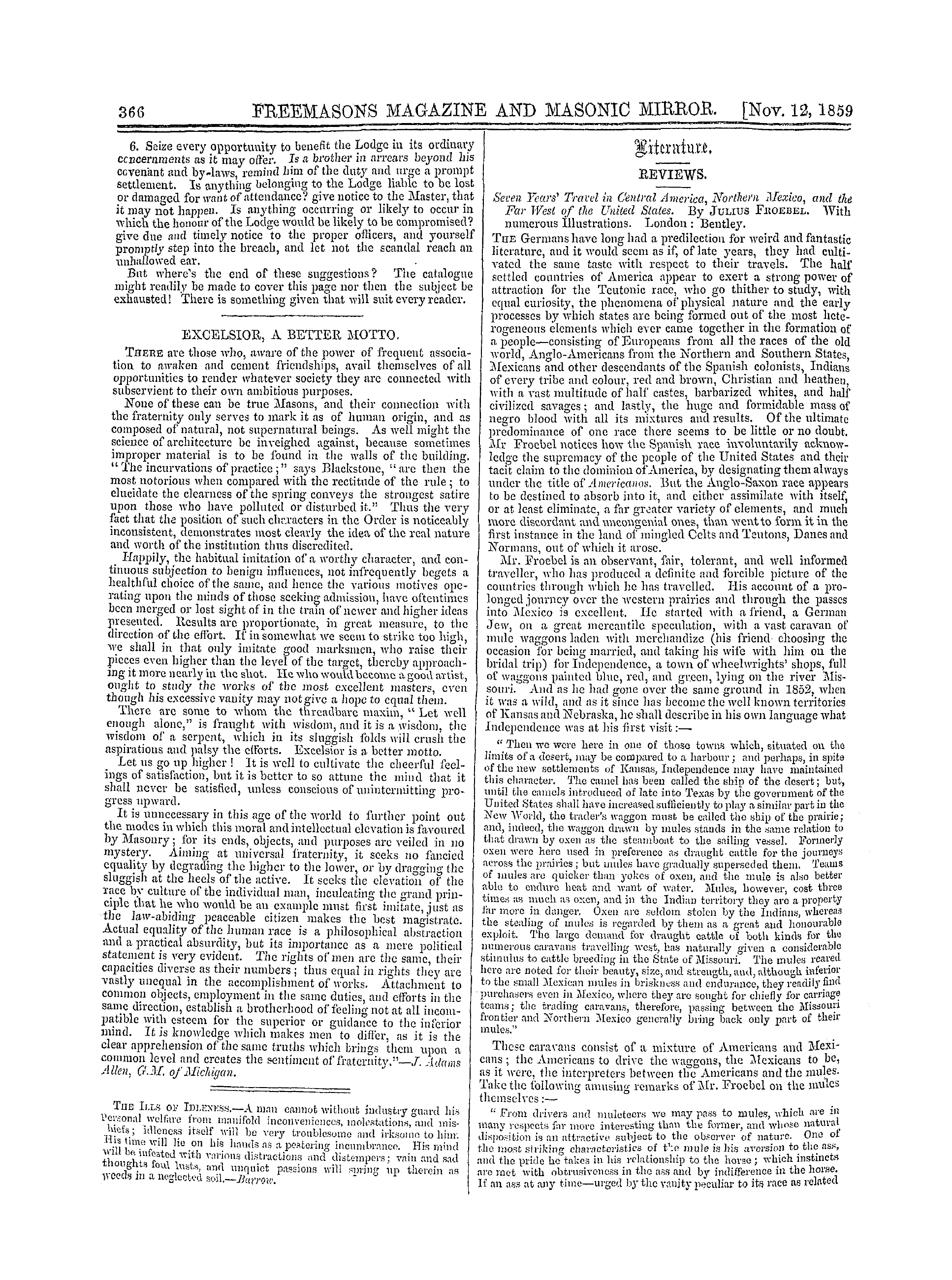 The Freemasons' Monthly Magazine: 1859-11-12 - How To Do Good.