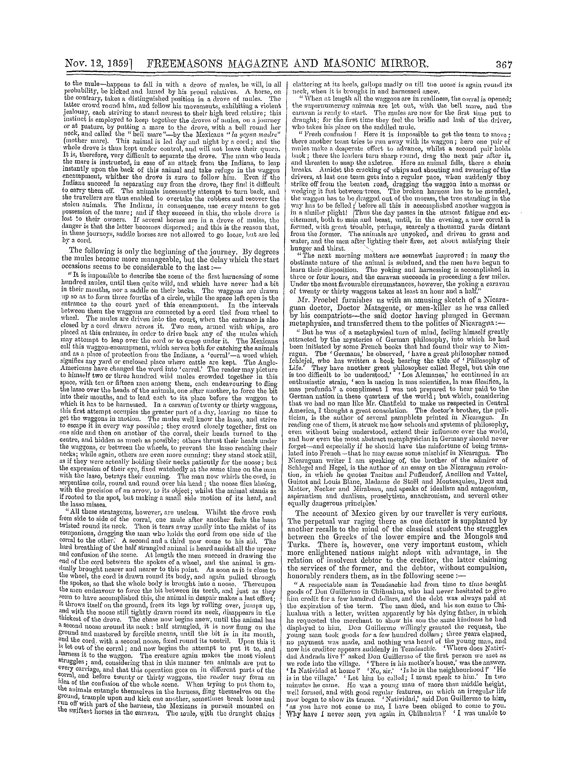 The Freemasons' Monthly Magazine: 1859-11-12 - Literature.