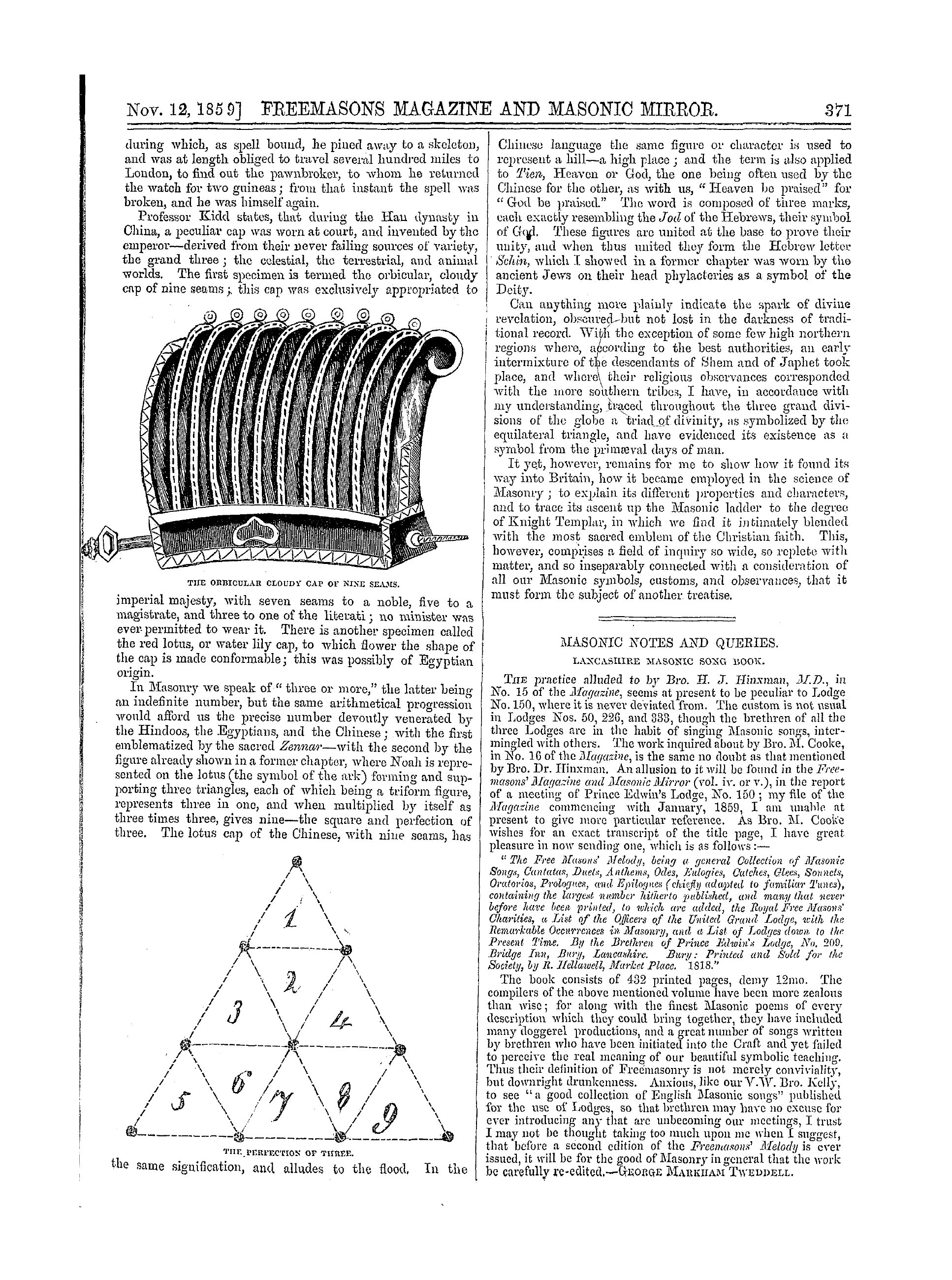 The Freemasons' Monthly Magazine: 1859-11-12 - Masonic Notes And Queries.