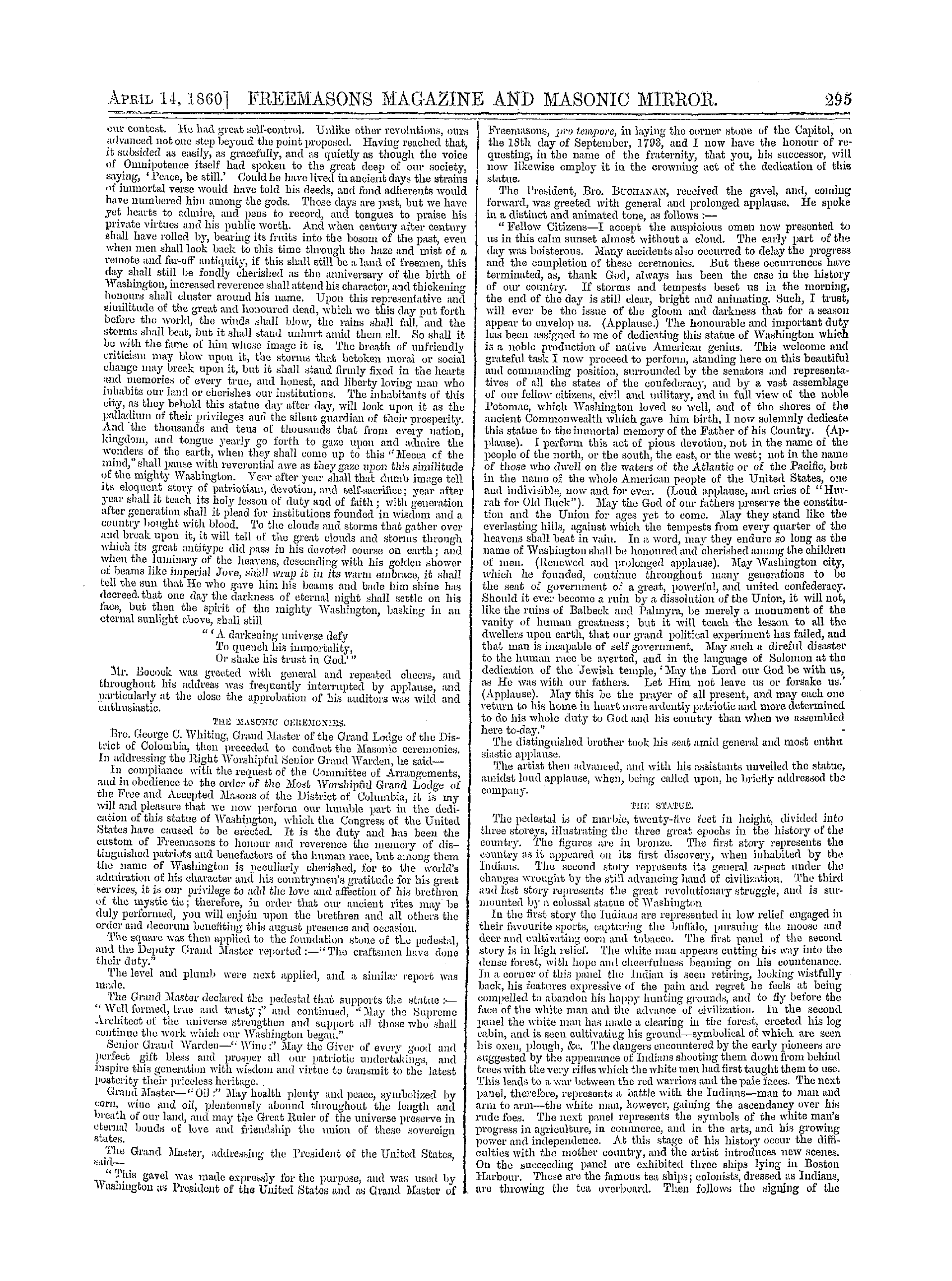 The Freemasons' Monthly Magazine: 1860-04-14 - America.