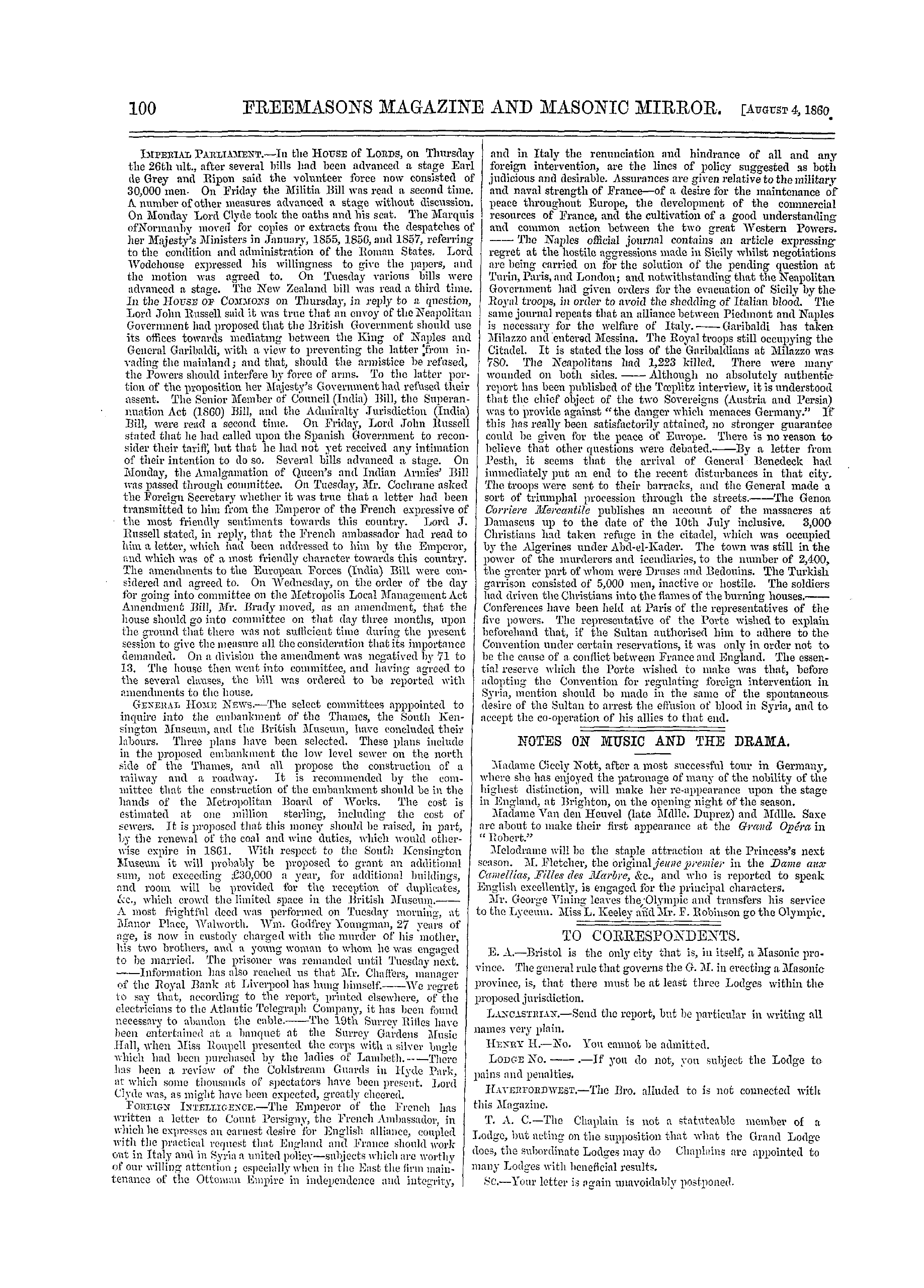 The Freemasons' Monthly Magazine: 1860-08-04: 20