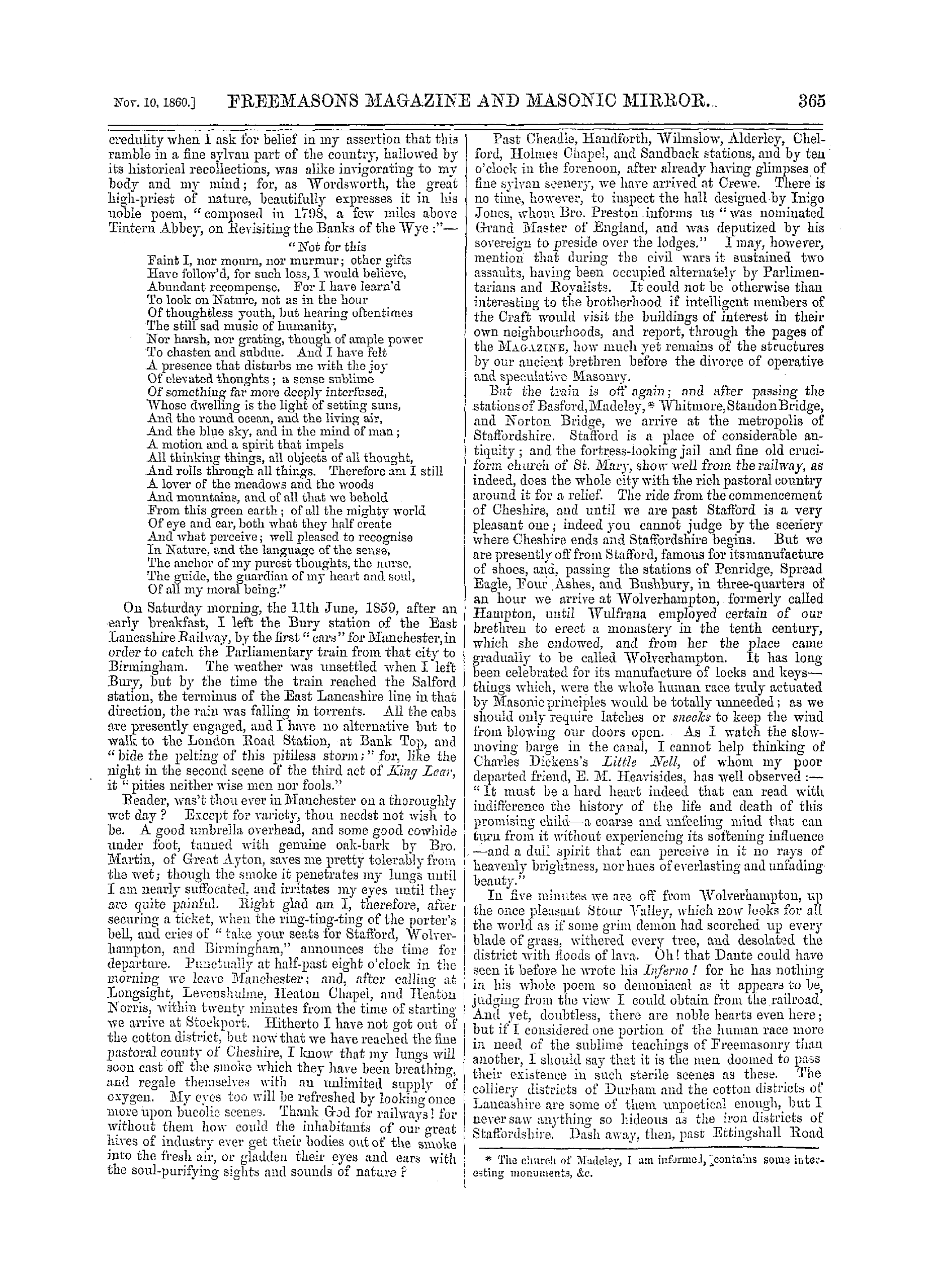 The Freemasons' Monthly Magazine: 1860-11-10 - Visit To Stratford-On-Avon And Its Vicinage.