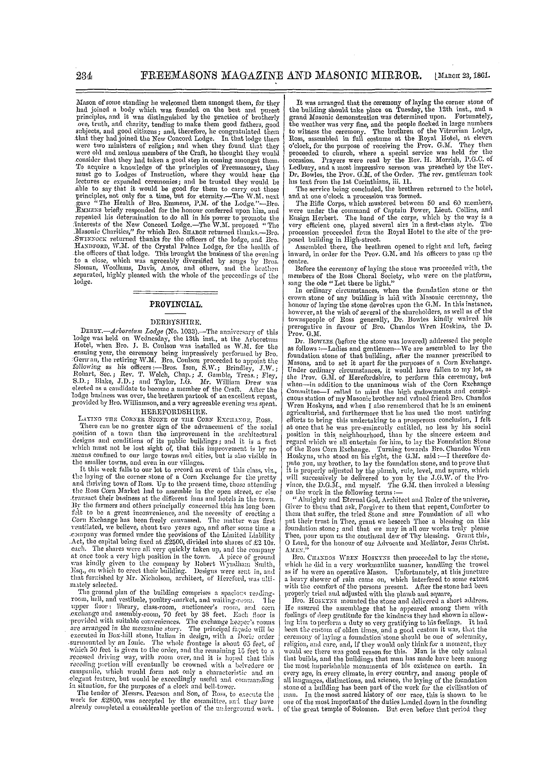 The Freemasons' Monthly Magazine: 1861-03-23 - Metropolitan.