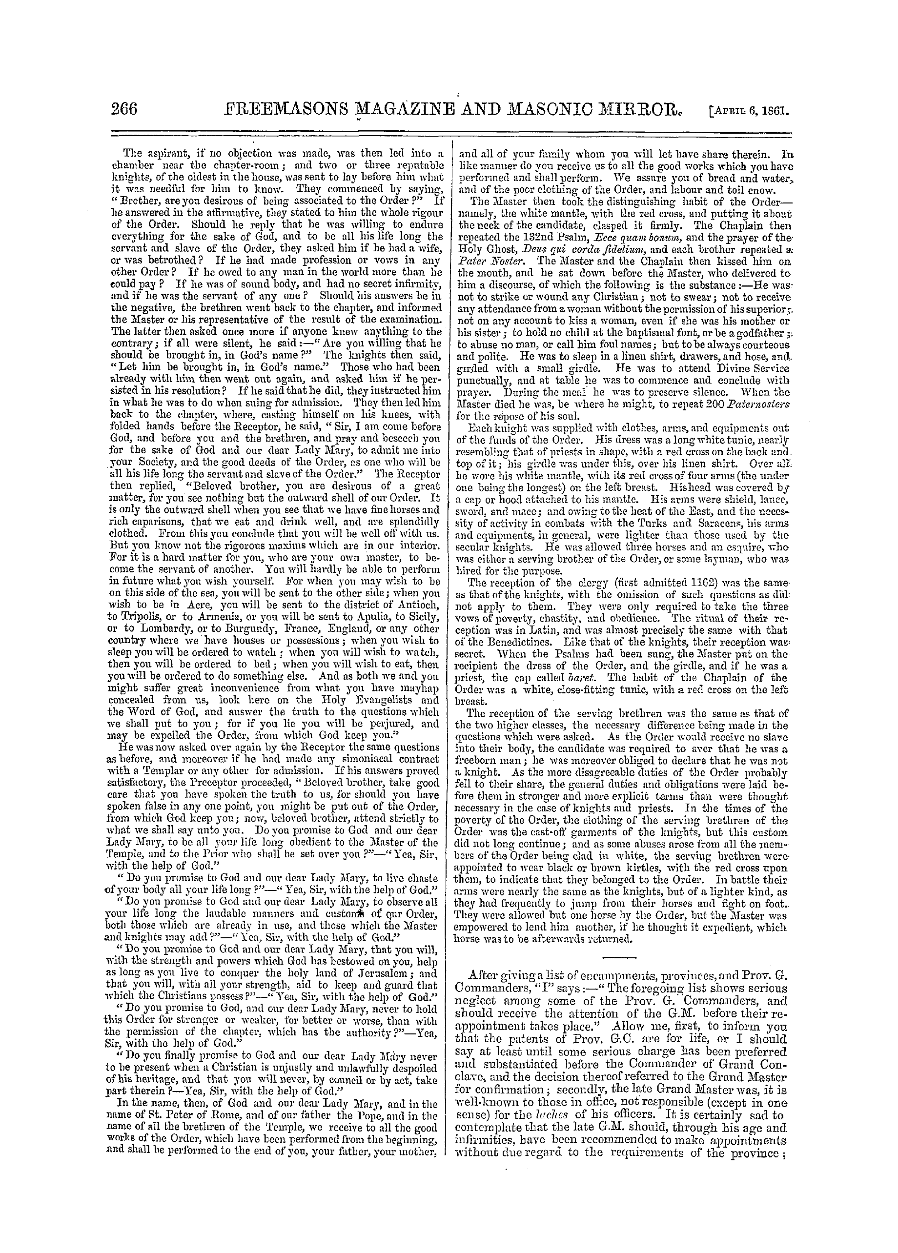 The Freemasons' Monthly Magazine: 1861-04-06 - Masonic Notes And Queries.