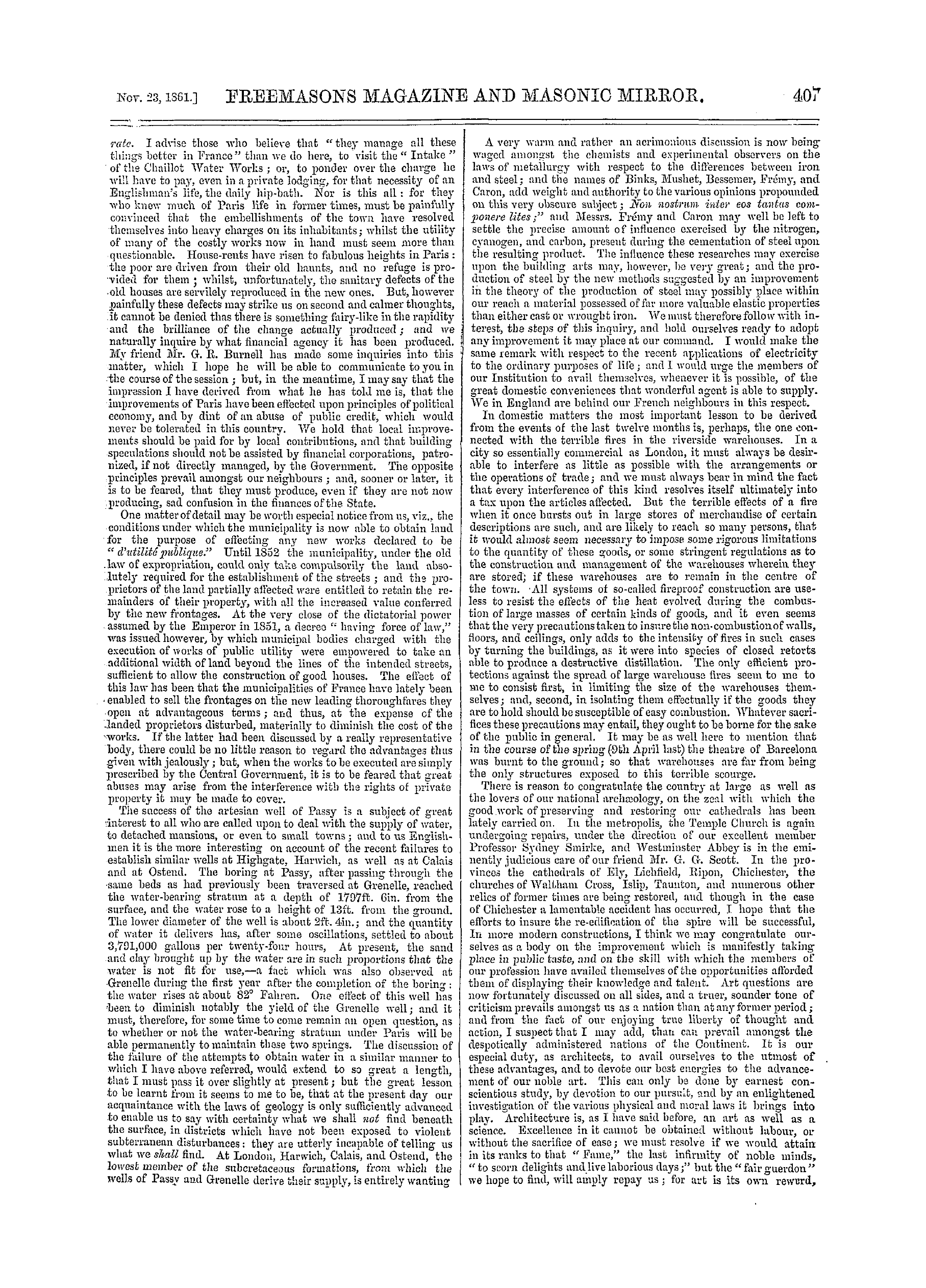 The Freemasons' Monthly Magazine: 1861-11-23 - Current Topics.*