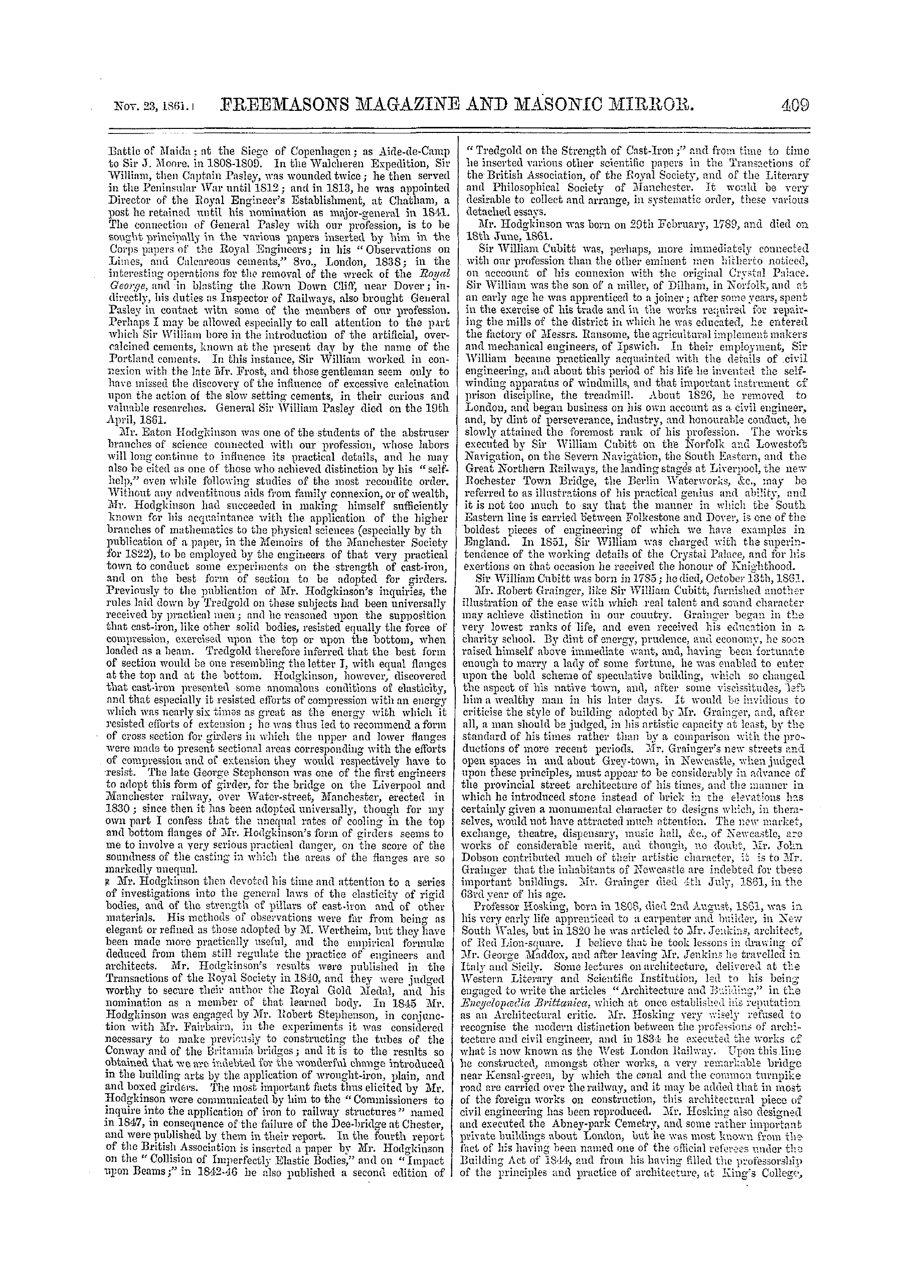 The Freemasons' Monthly Magazine: 1861-11-23 - Current Topics.*