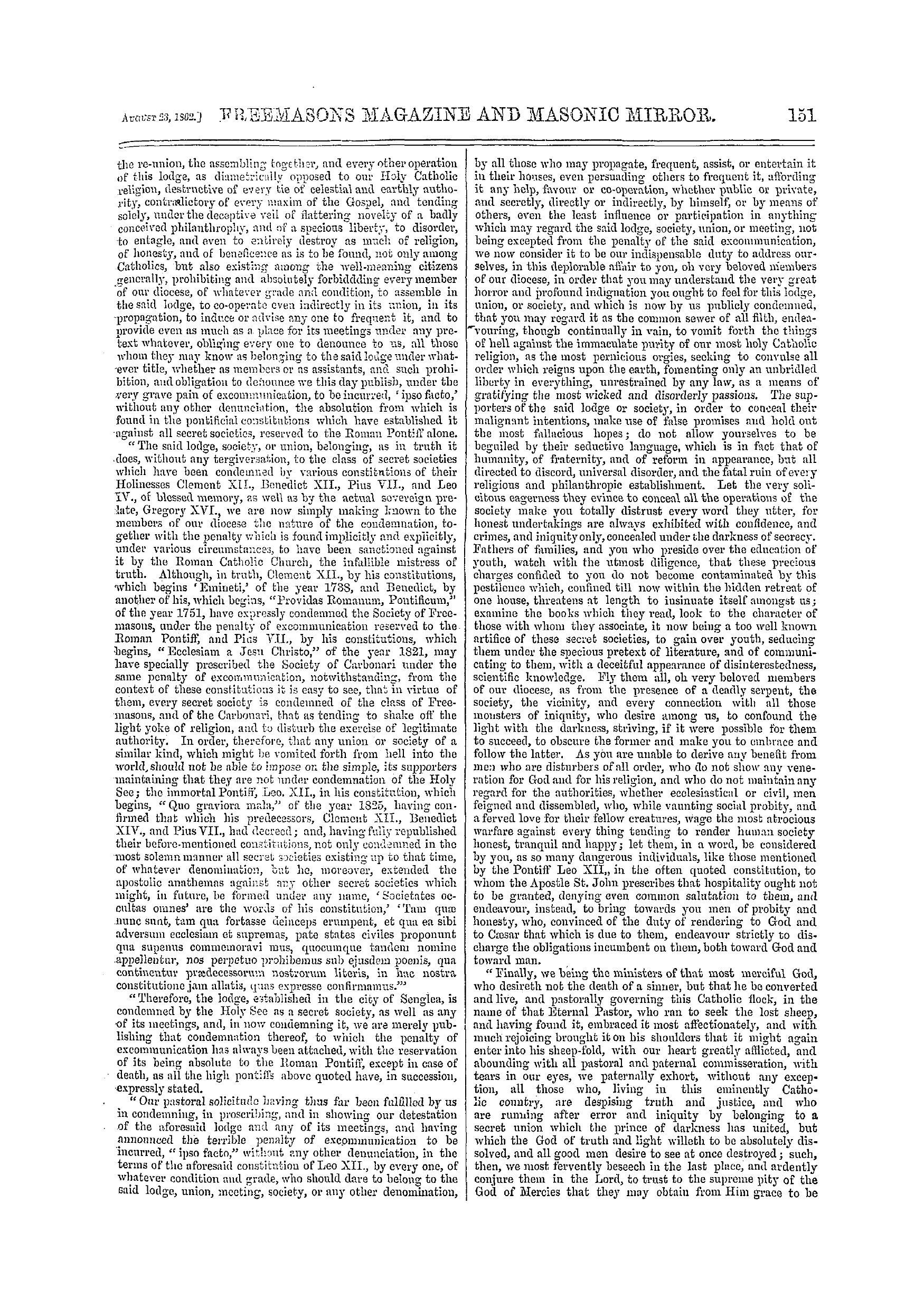 The Freemasons' Monthly Magazine: 1862-08-23 - Masonic Notes And Queries .