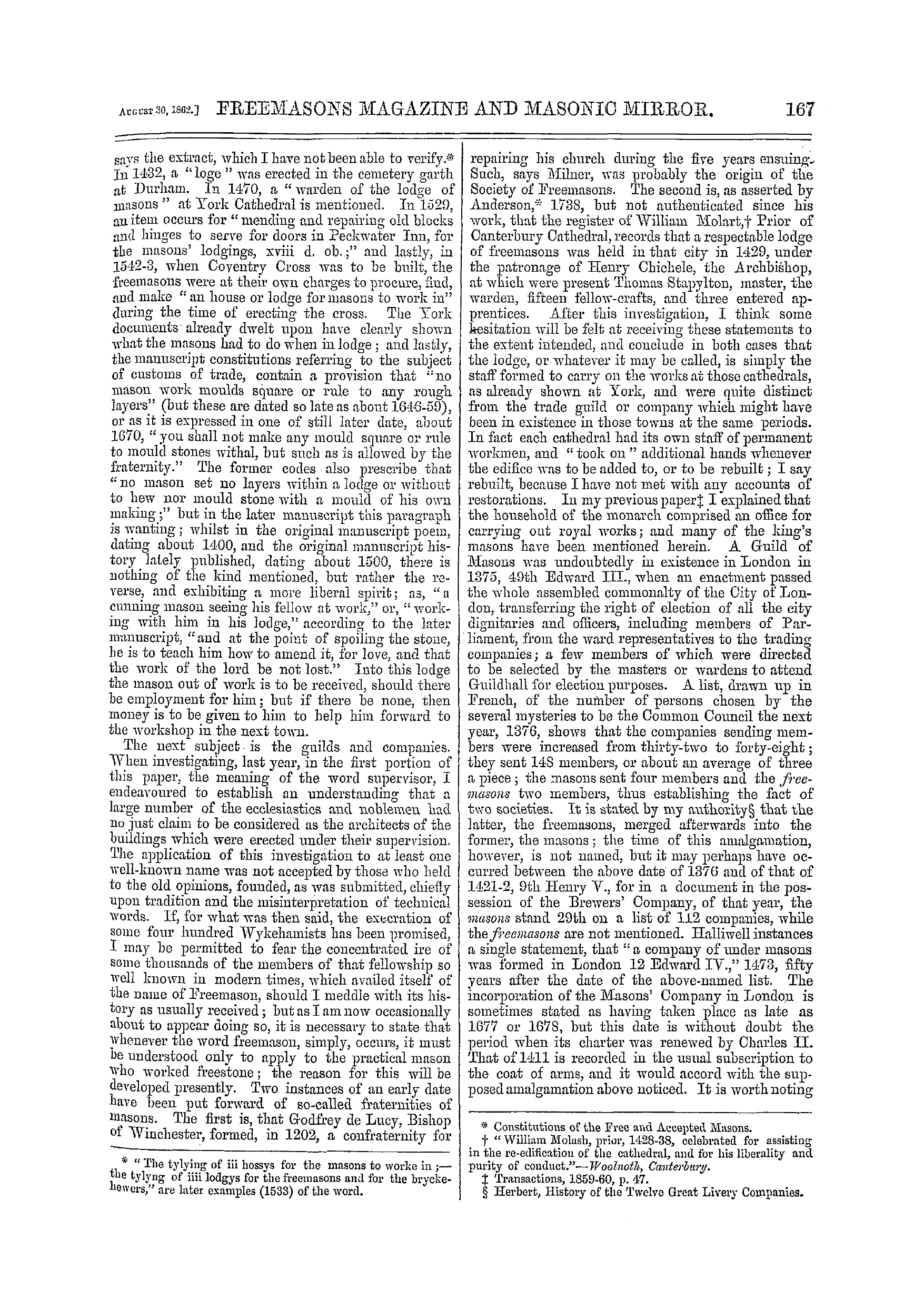 The Freemasons' Monthly Magazine: 1862-08-30: 7