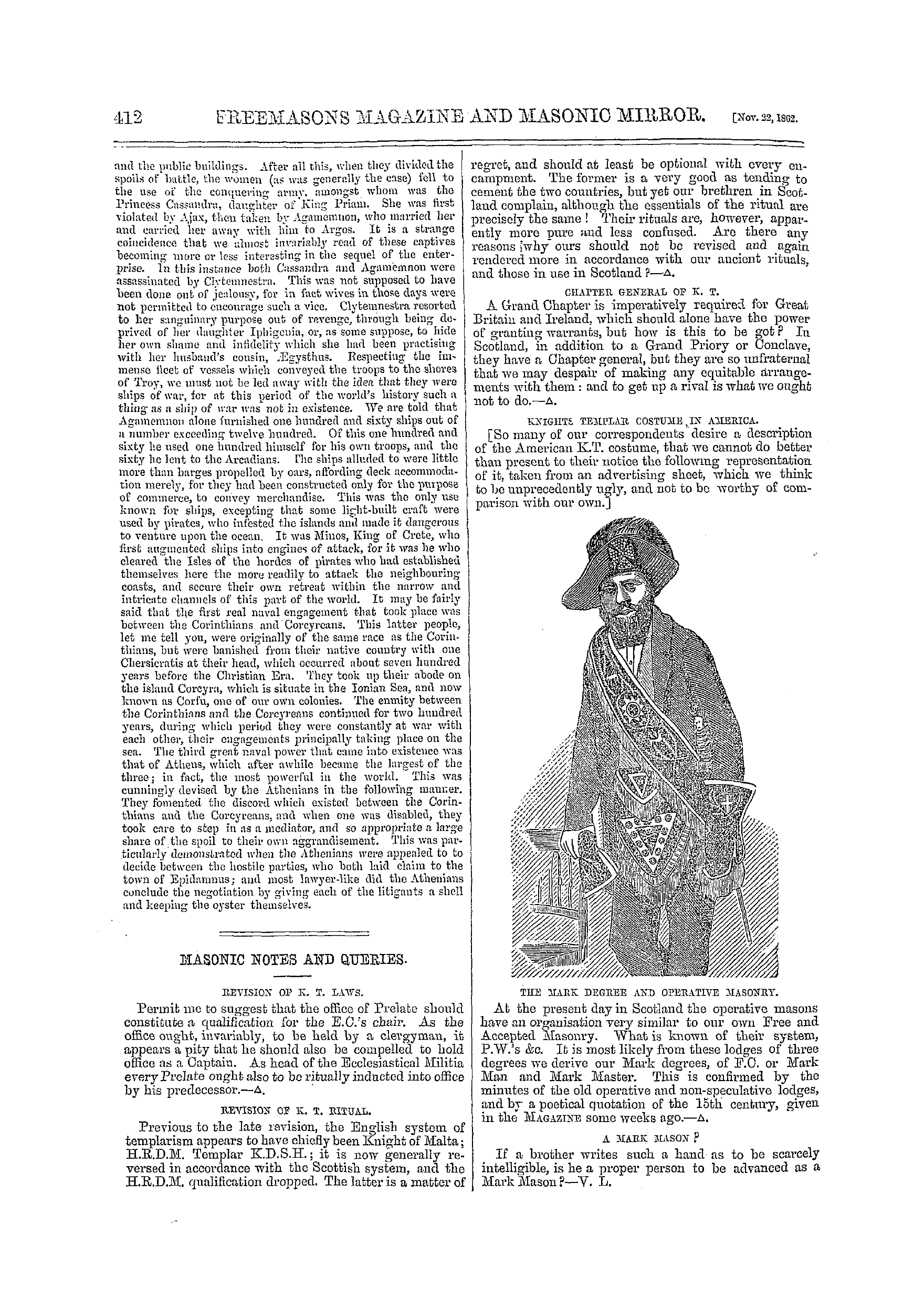 The Freemasons' Monthly Magazine: 1862-11-22 - Masonic Notes And Queries.