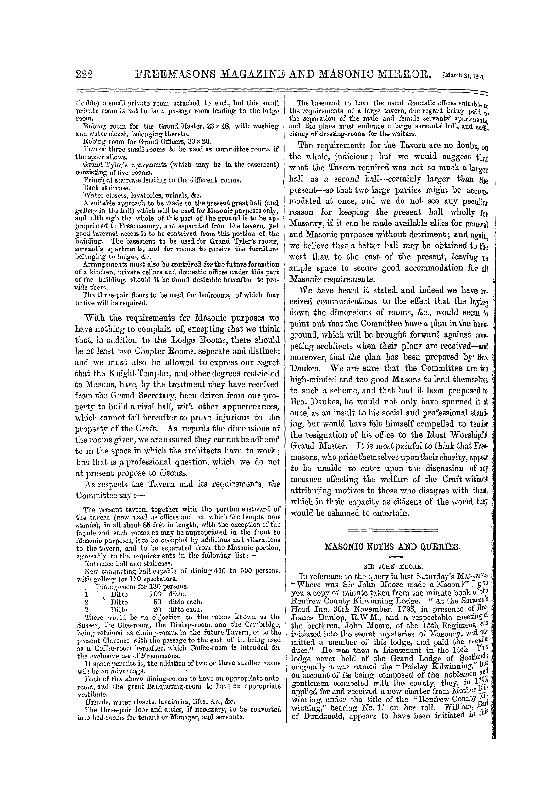 The Freemasons' Monthly Magazine: 1863-03-21 - Masonic Notes And Queries.