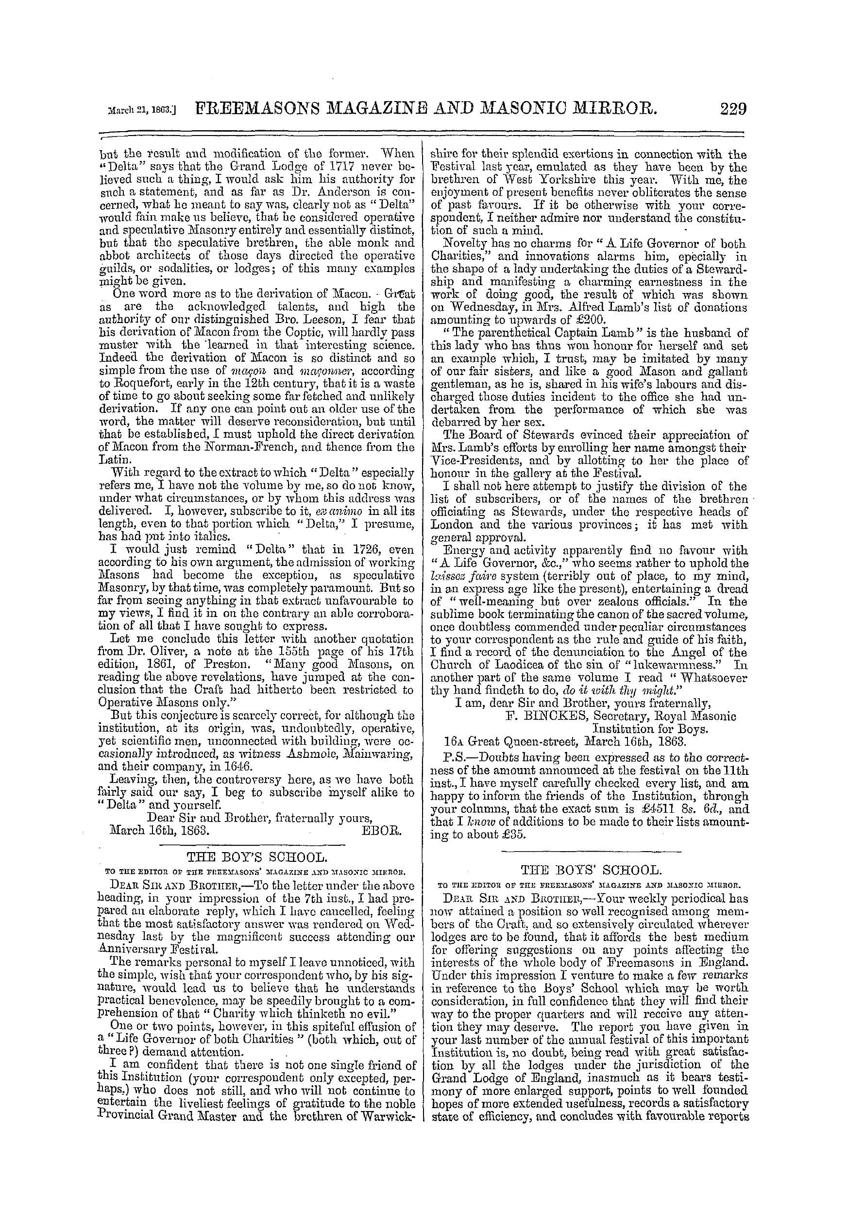 The Freemasons' Monthly Magazine: 1863-03-21 - Antiquity Of Masonic Degrees.