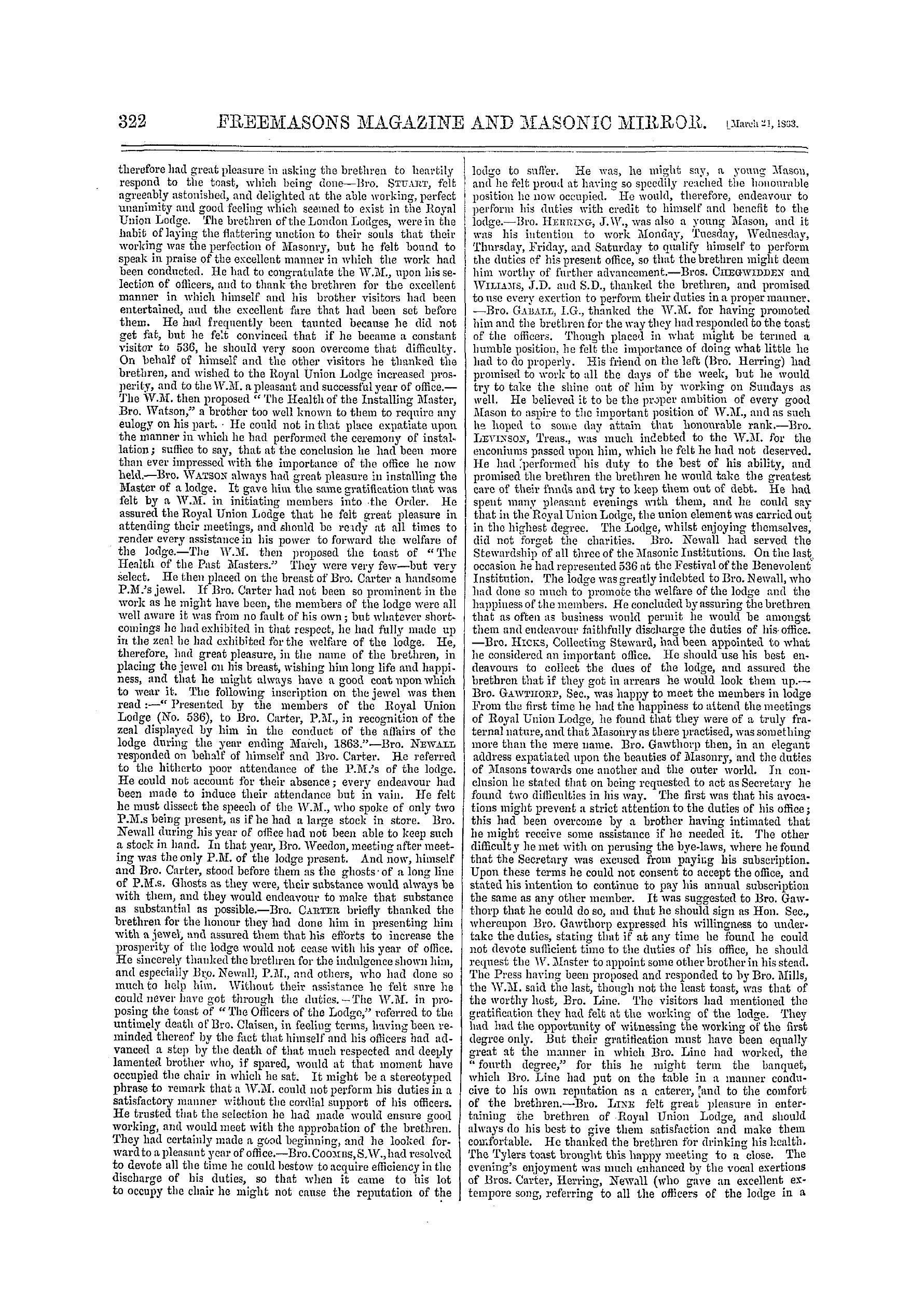 The Freemasons' Monthly Magazine: 1863-03-21 - Provincial.