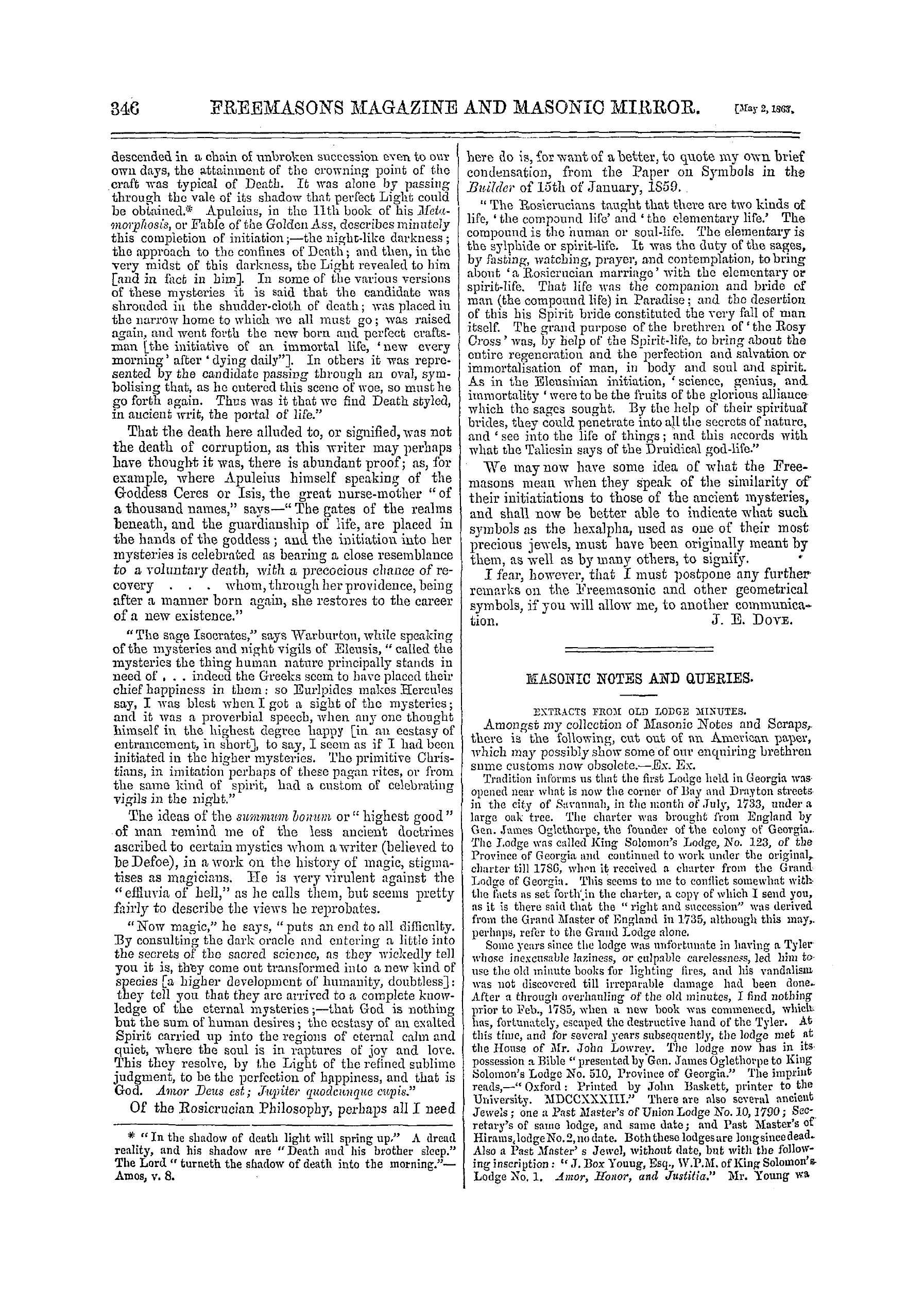 The Freemasons' Monthly Magazine: 1863-05-02 - Masonic Notes And Queries.