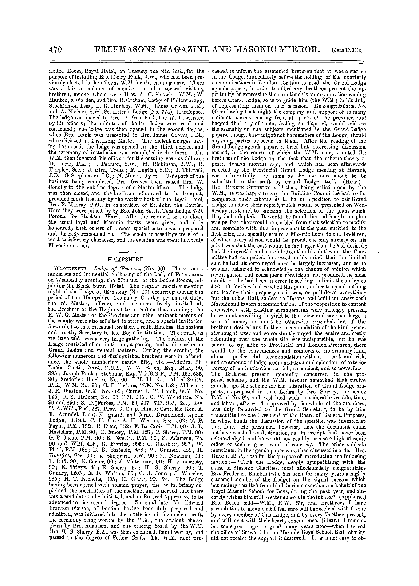 The Freemasons' Monthly Magazine: 1863-06-13 - Provincial,