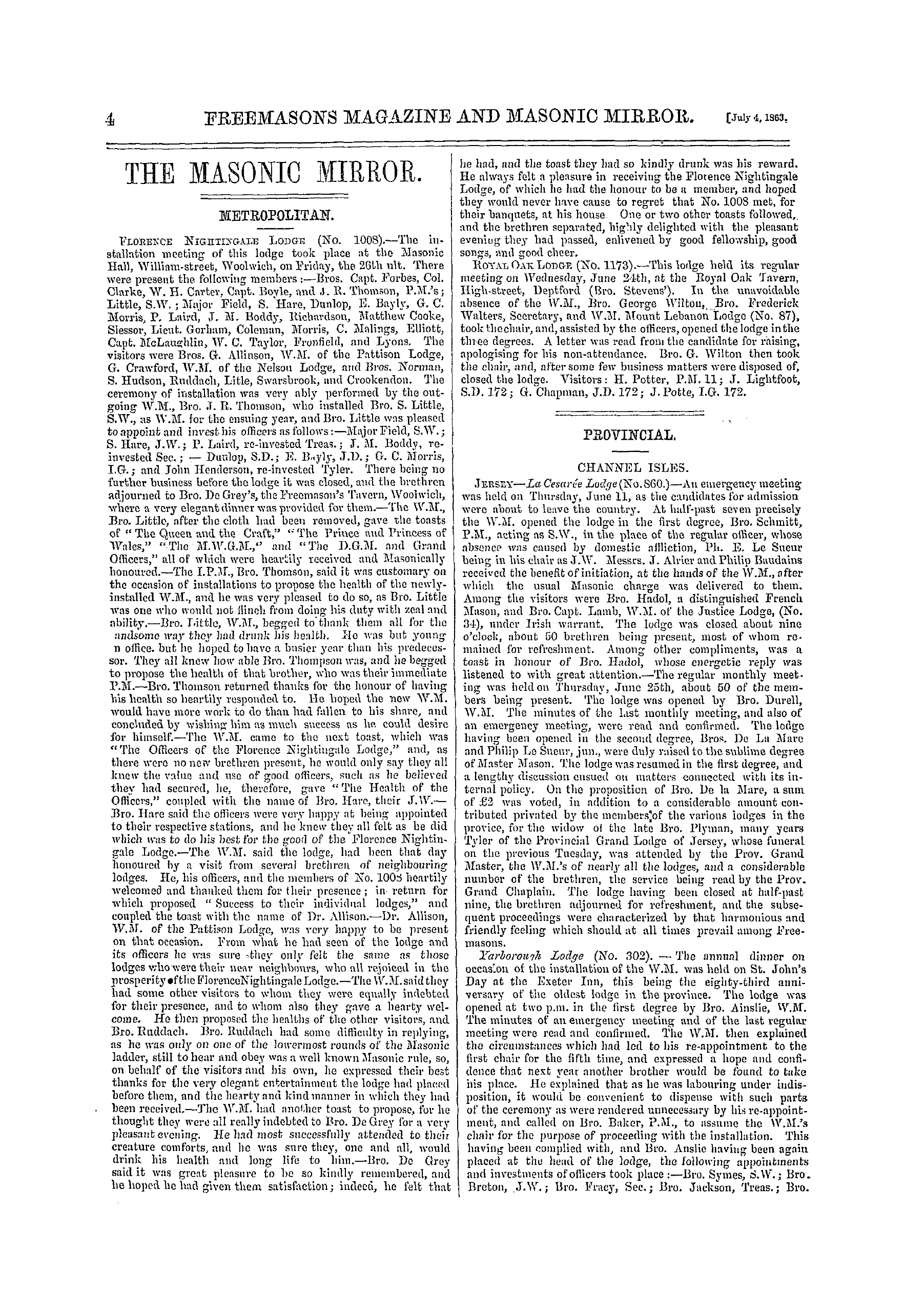 The Freemasons' Monthly Magazine: 1863-07-04: 11