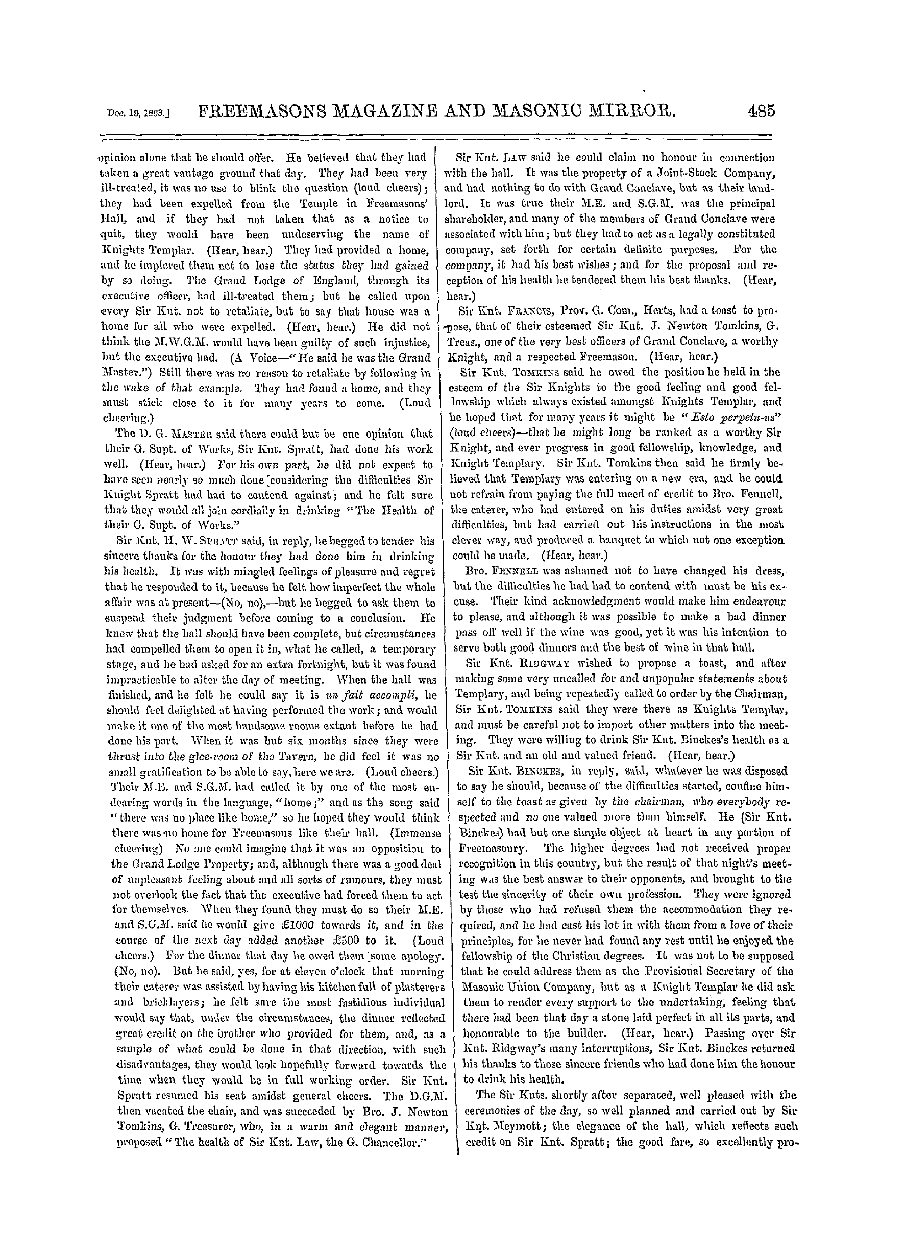 The Freemasons' Monthly Magazine: 1863-12-19: 13