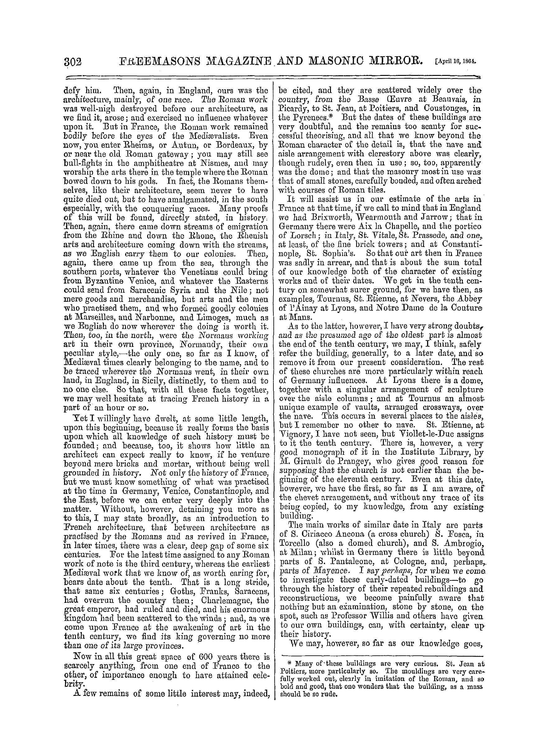 The Freemasons' Monthly Magazine: 1864-04-16 - Architecture In France.*