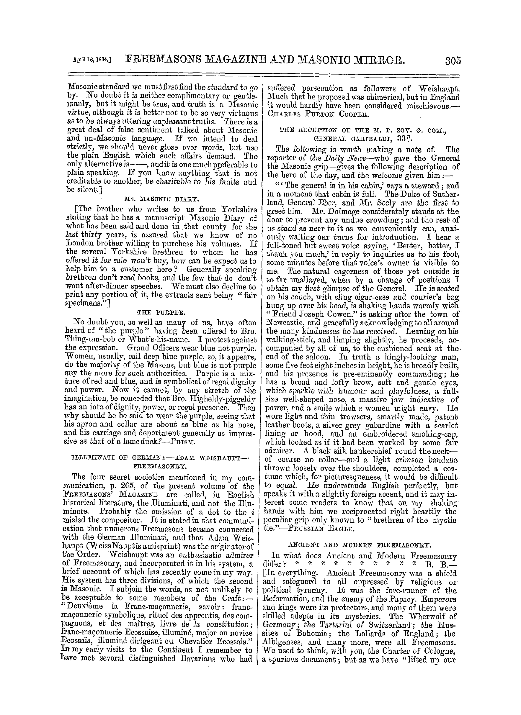 The Freemasons' Monthly Magazine: 1864-04-16: 9