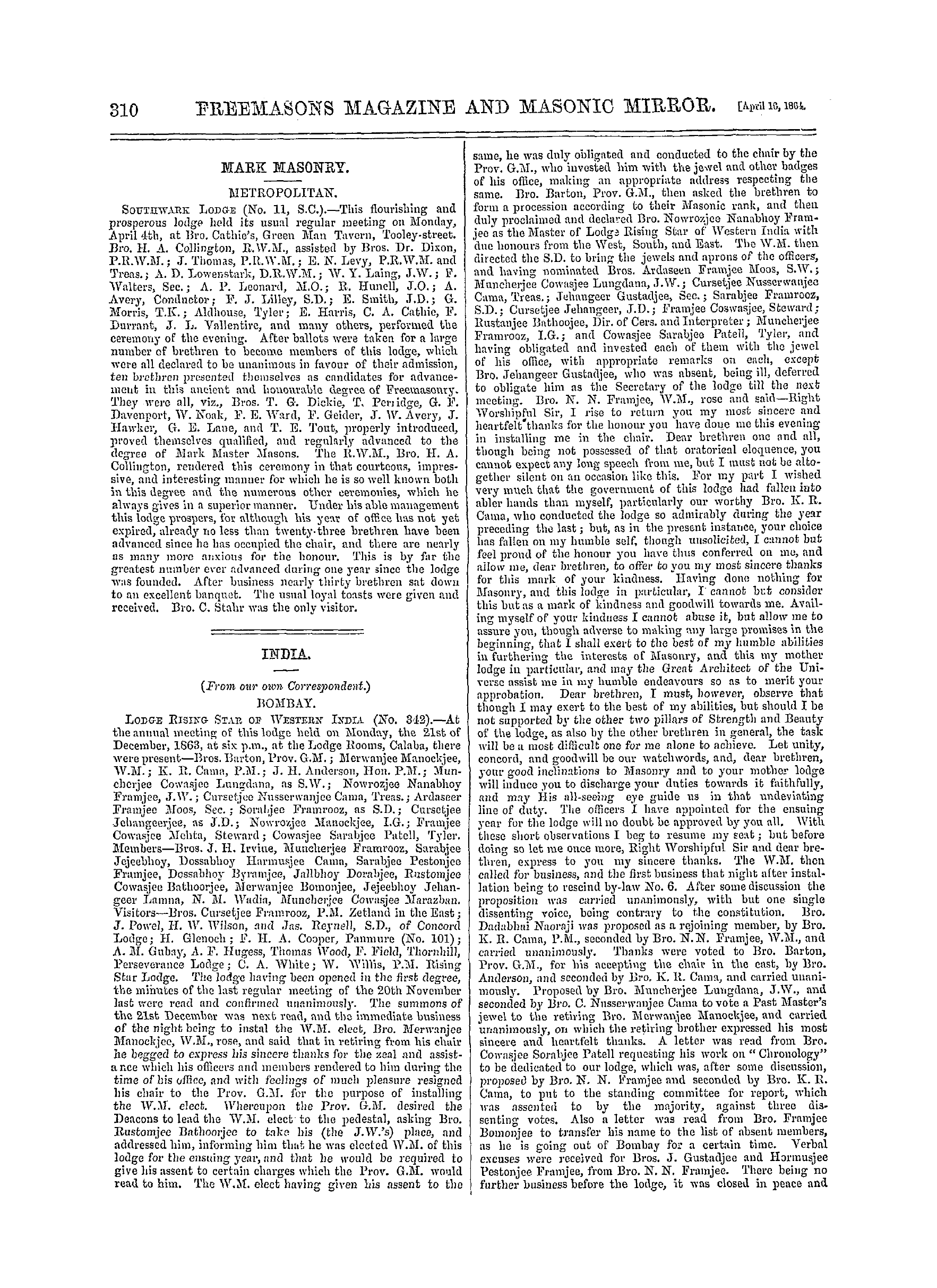 The Freemasons' Monthly Magazine: 1864-04-16: 14