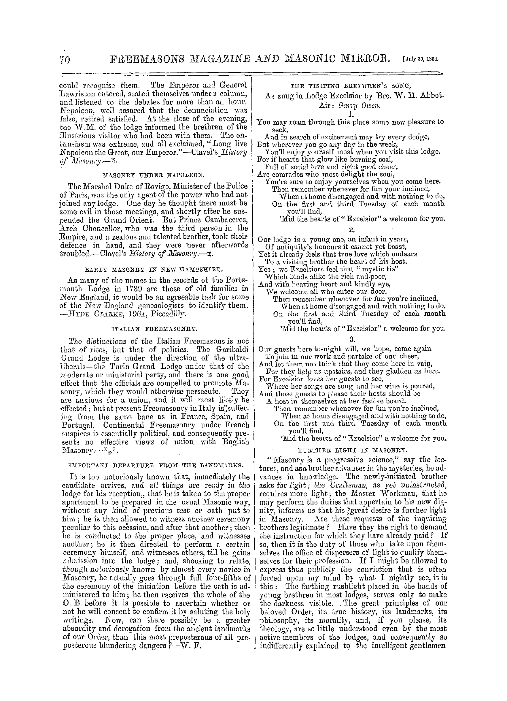 The Freemasons' Monthly Magazine: 1864-07-30 - Masonic Notes And Queries.